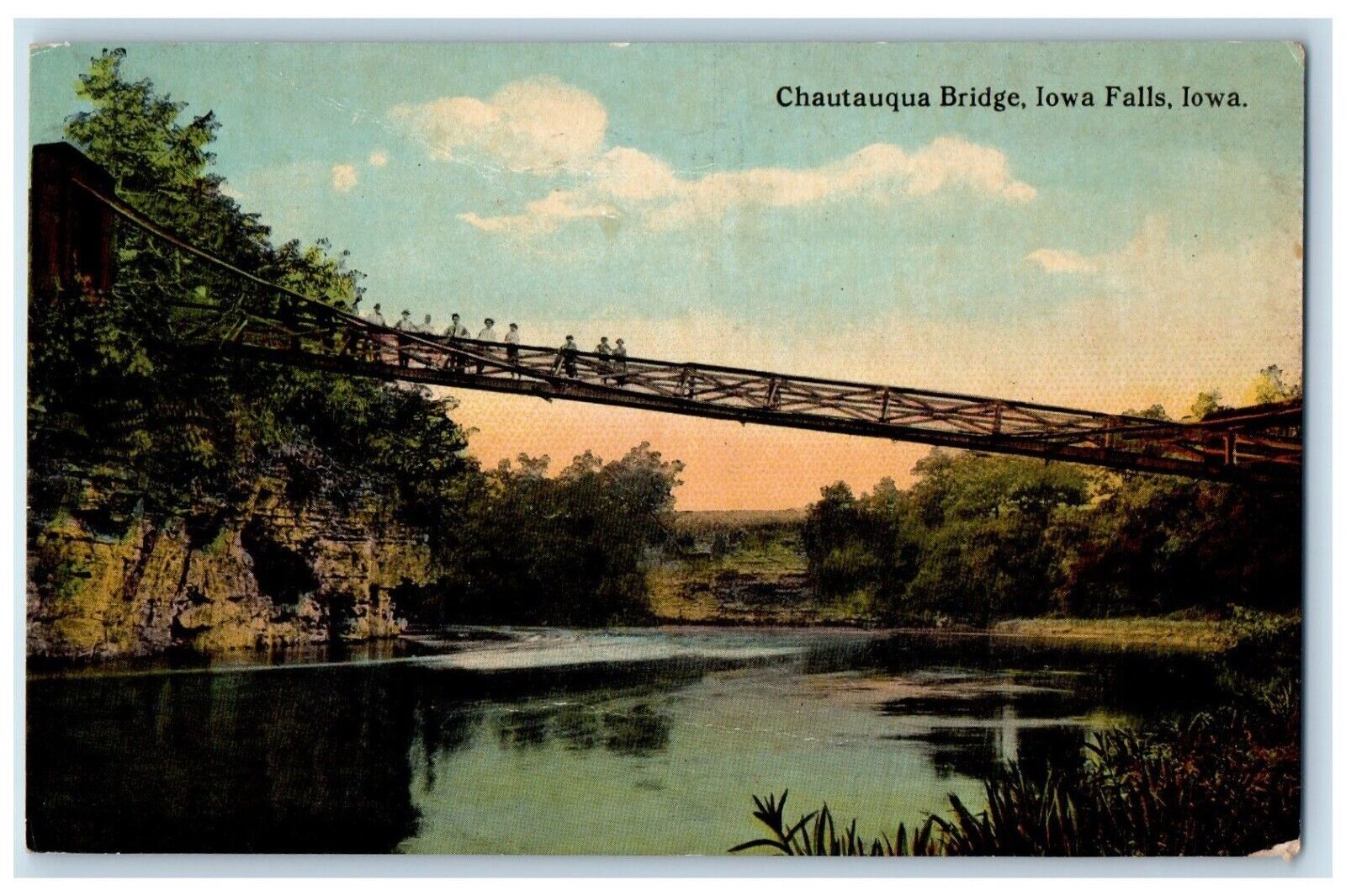 1913 Scene at Chautauqua Bridge Iowa Falls Iowa IA Posted Antique Postcard