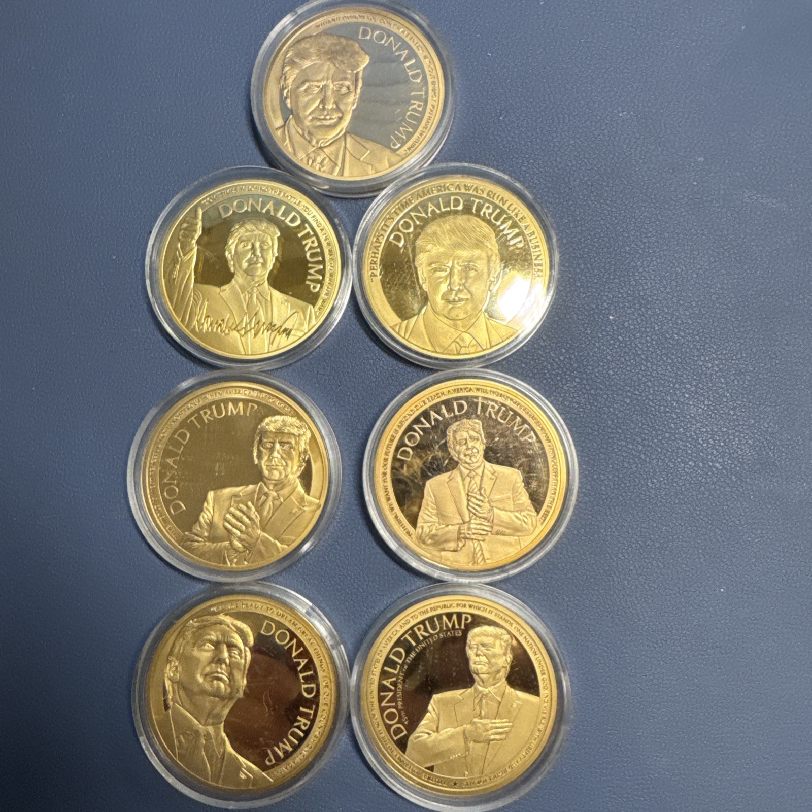 Donald Trump Presidential Commemorative Gold Plated Token Medal Set Lot 7 MAGA Donald Trump Presidential Commemorative Gold Plated Token Medal Set Lot 7 MAGA