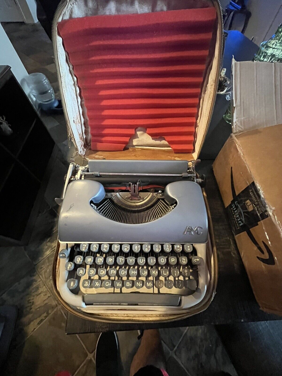 Vintage AMC W. German Portable Typewriter - Original Case Read Discript