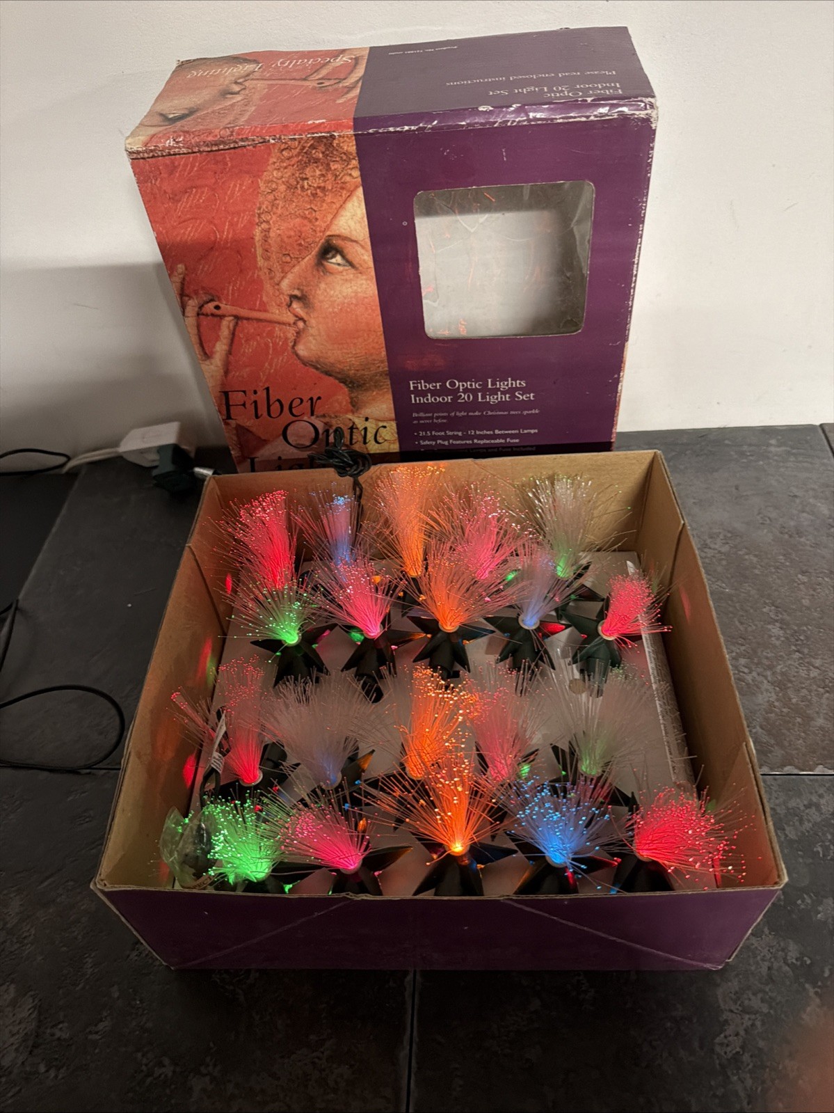 Vintage CHRISTMAS TREE FIBER OPTIC STRING LIGHTS 20 Lights Vintage CHRISTMAS TREE FIBER OPTIC STRING LIGHTS 20 Lights