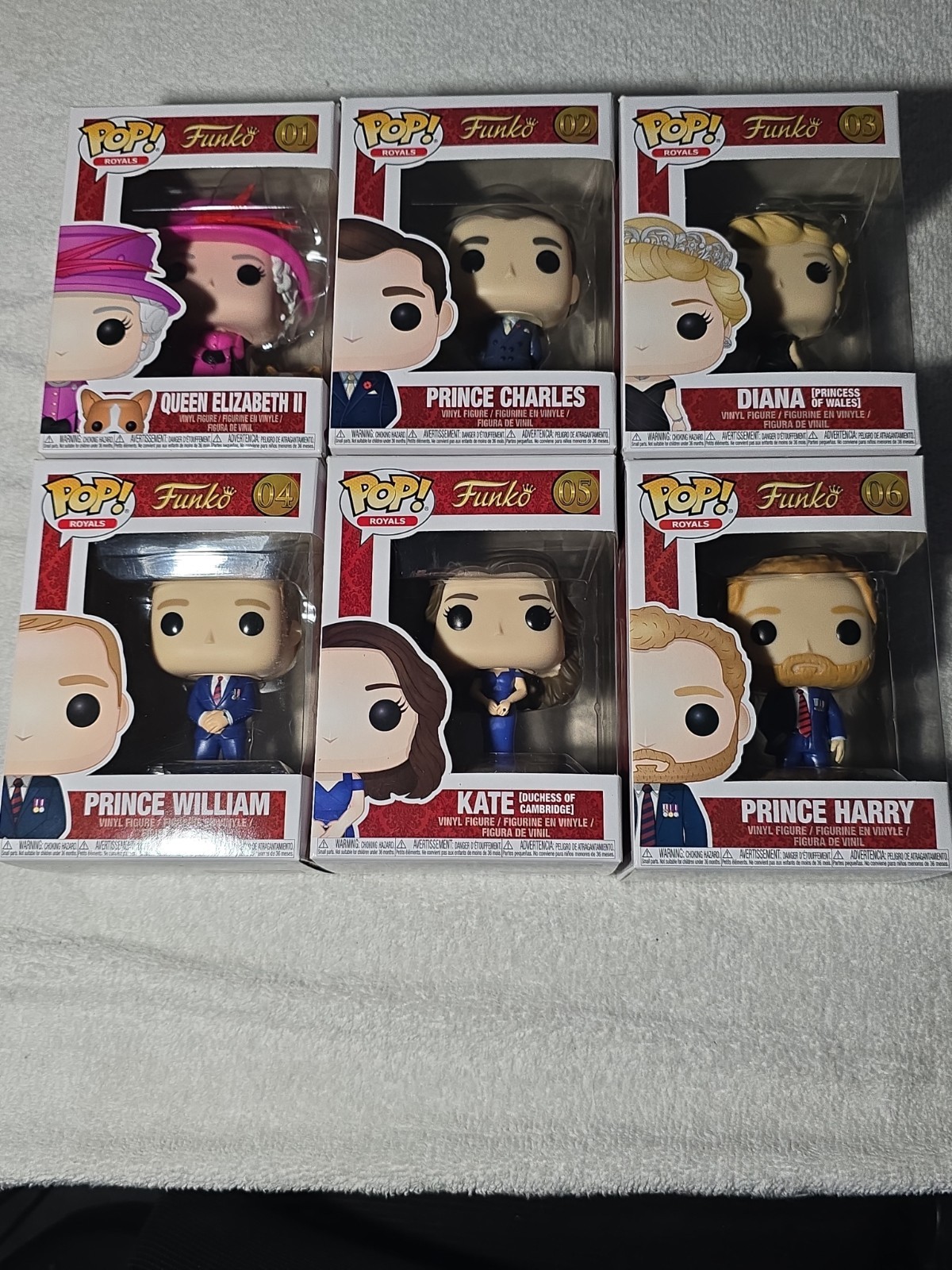 Funko Pop Royal Family Original Set of 6 Queen Elizabeth II. Princess Diana Kate Funko Pop Royal Family Original Set of 6 Queen Elizabeth II. Princess Diana Kate