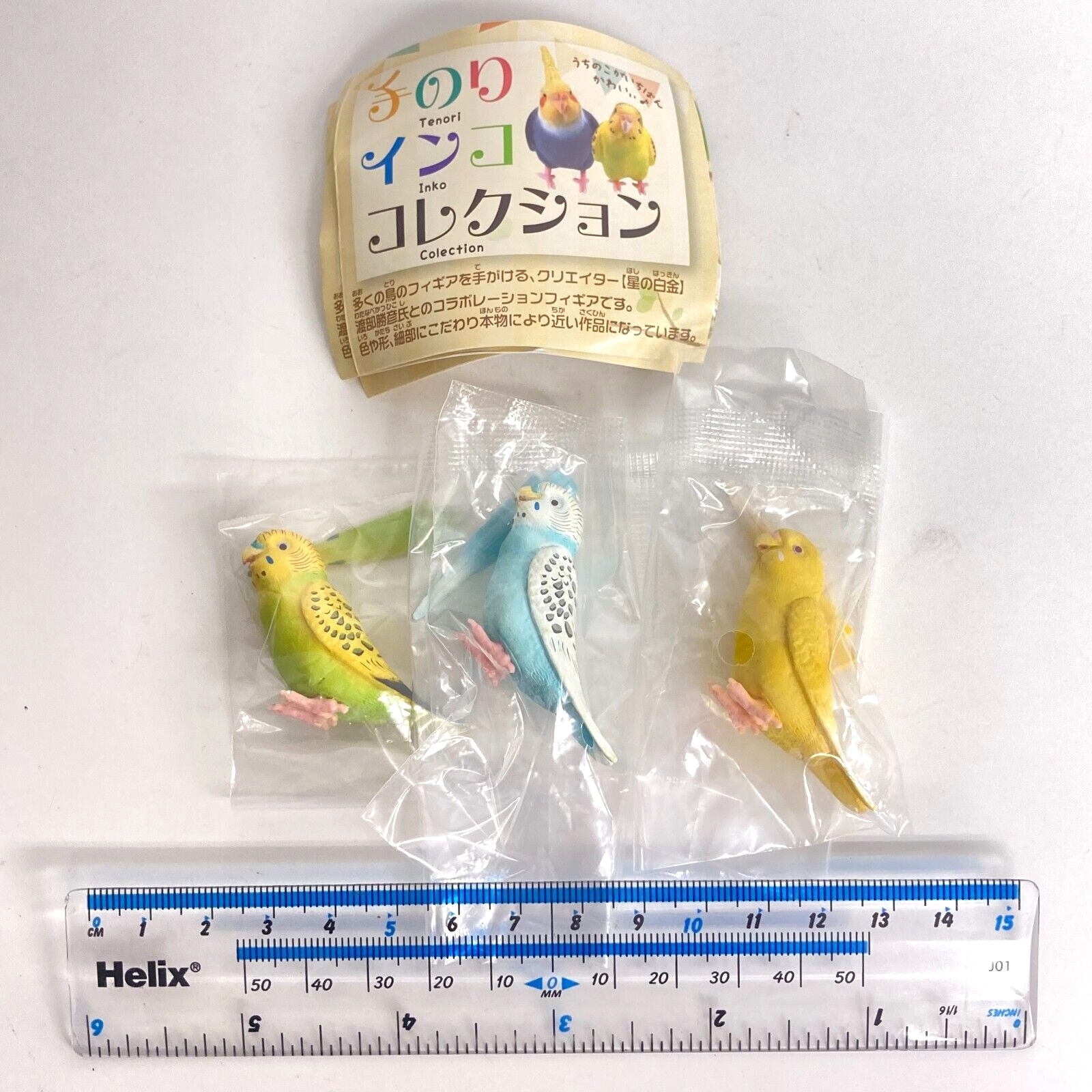 Tenori Inko Collection Bird Mini Figure Budgerigar Set of 3 Shineg Japan 2024