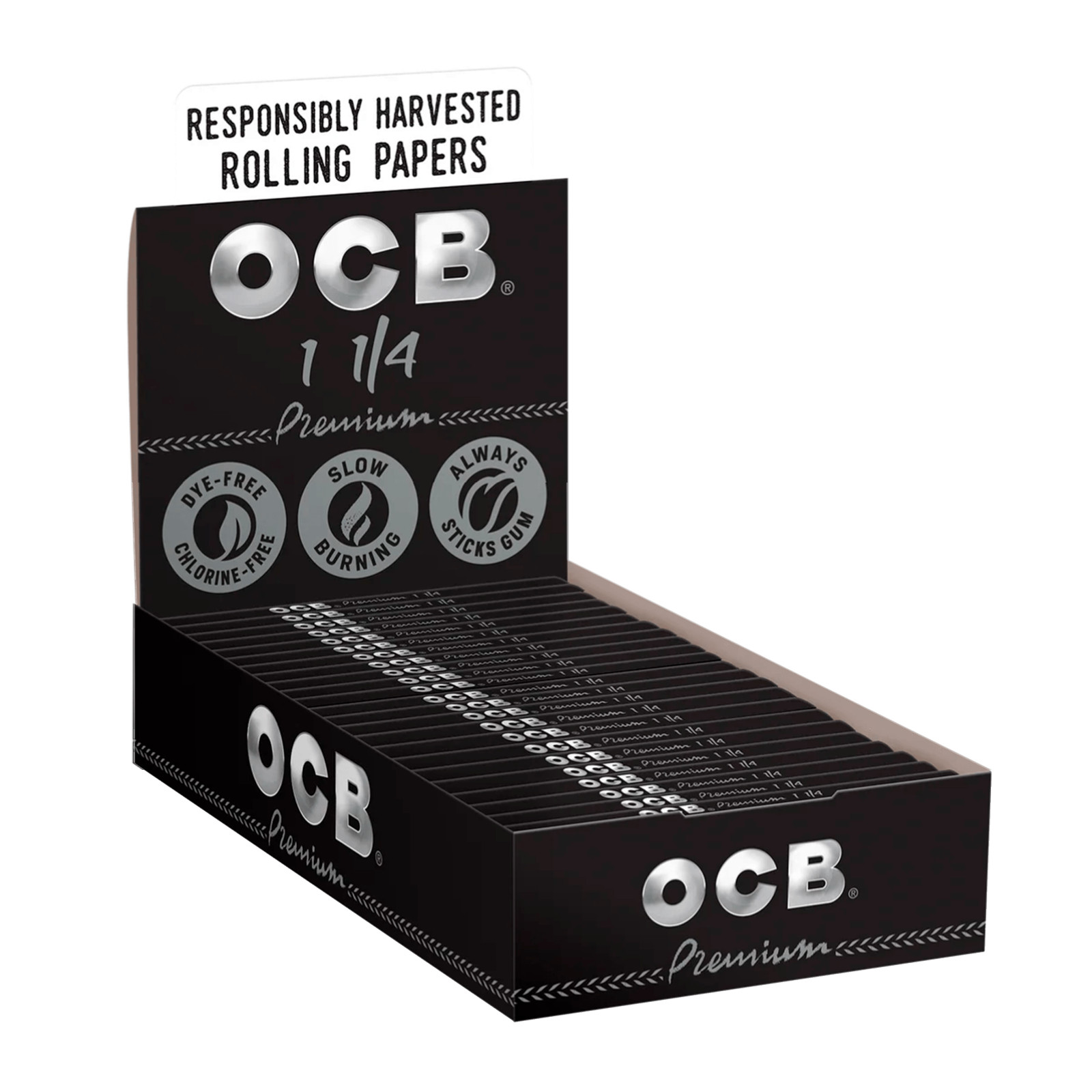OCB Premium 1 1/4 1.25 Size Cigarette Rolling Papers (Full Box of 24 Booklets) OCB Premium 1 1/4 1.25 Size Cigarette Rolling Papers (Full Box of 24 Booklets)