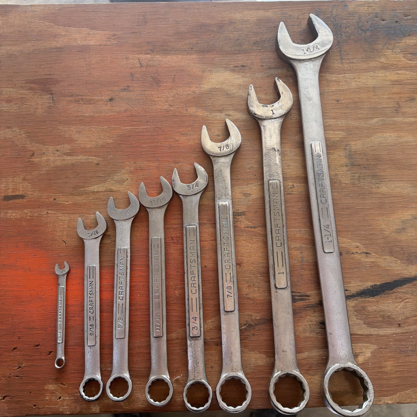 VINTAGE CRAFTSMAN VV 8 PC SAE COMBINATION WRENCH SET 1/4- 1-1/4\ VINTAGE CRAFTSMAN VV 8 PC SAE COMBINATION WRENCH SET 1/4- 1-1/4\