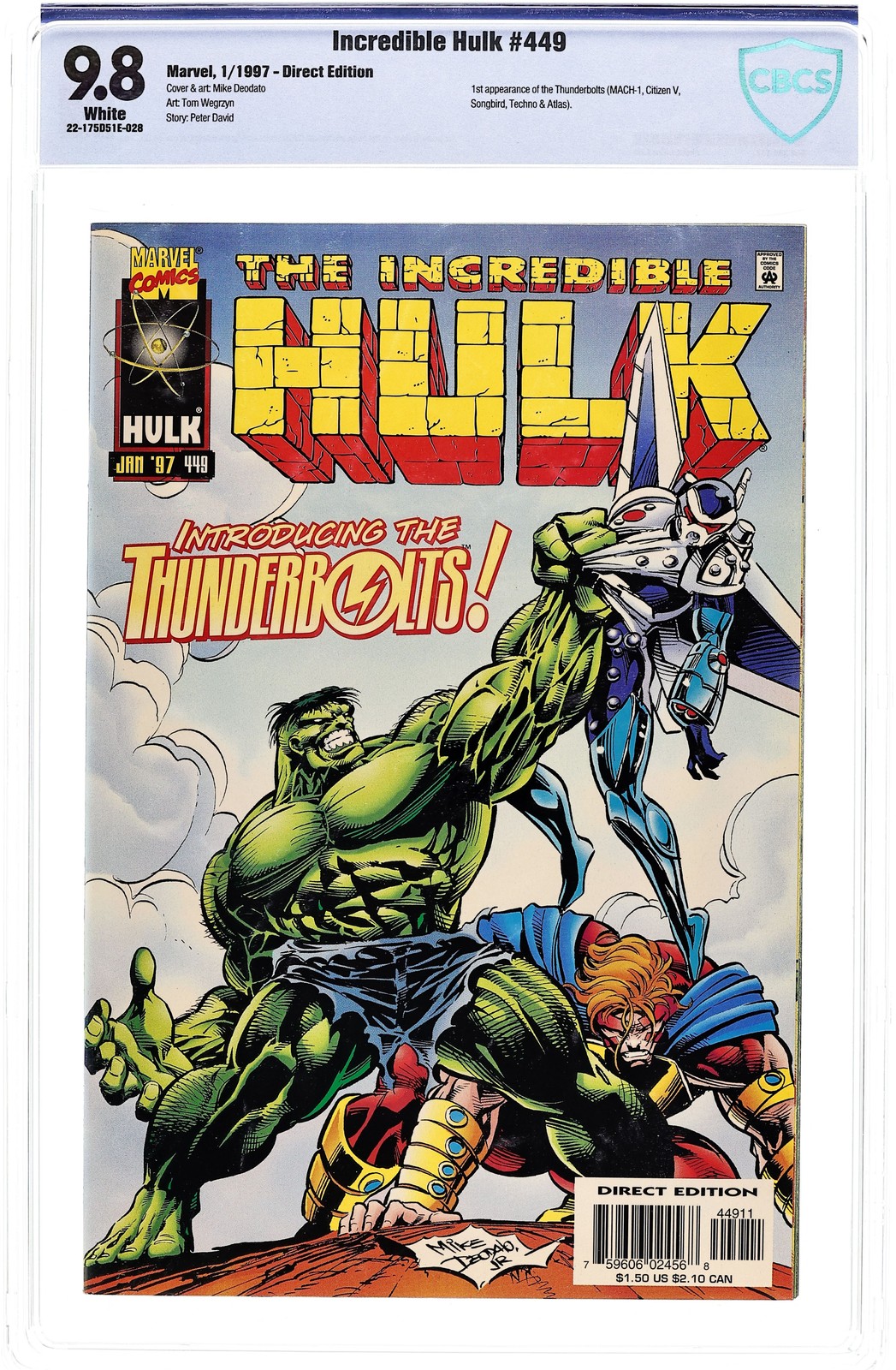 Incredible Hulk #449 CBCS 9.8 1997 22-175D51E-028 1st app. Thunderbolts
