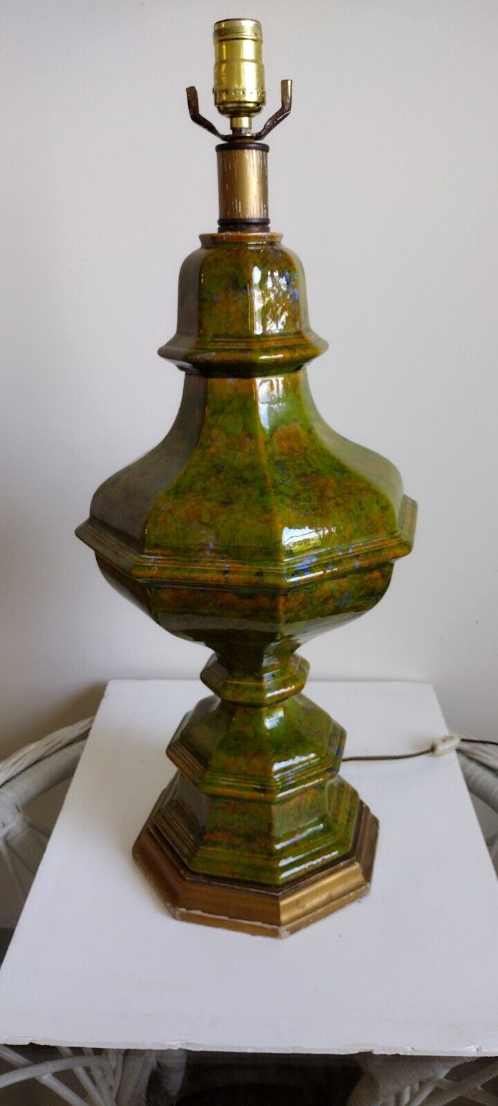 Mid Century Modern Art Pottery Lamp 1960 Vintage Huge Retro Excellent Colorful