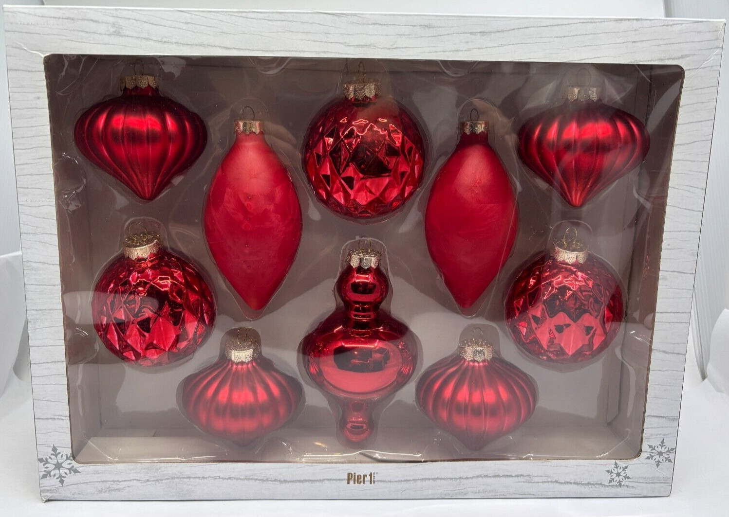 Set of 10 Pier 1 Glass Red Christmas Ornaments Made by Rauch Set of 10 Pier 1 Glass Red Christmas Ornaments Made by Rauch