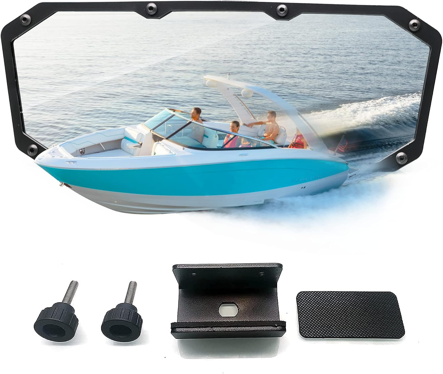 Boat Mirror Rear View, Universal Marine Mirrors Wide-Angle Convex Windshield Acc