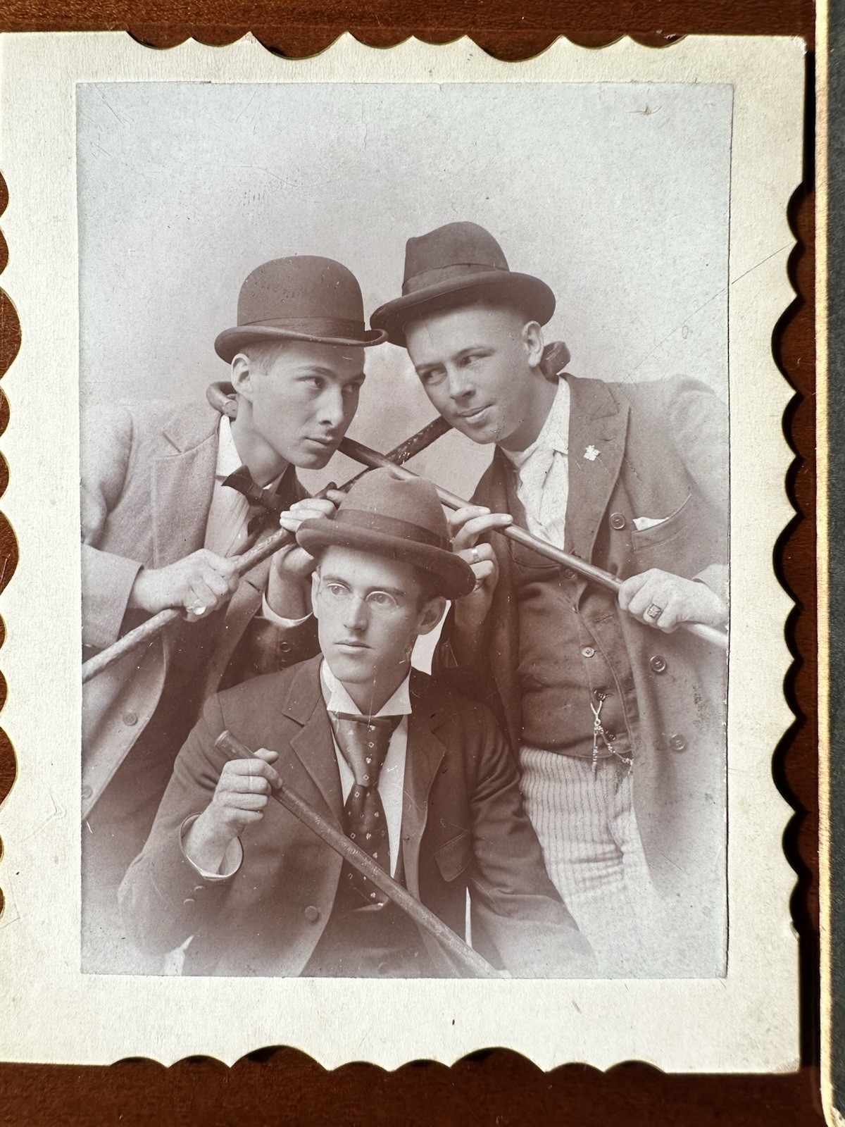 Two Antique Cabinet Photos Of Men / Male Friends Drinking & Playing gay int Two Antique Cabinet Photos Of Men / Male Friends Drinking & Playing gay int