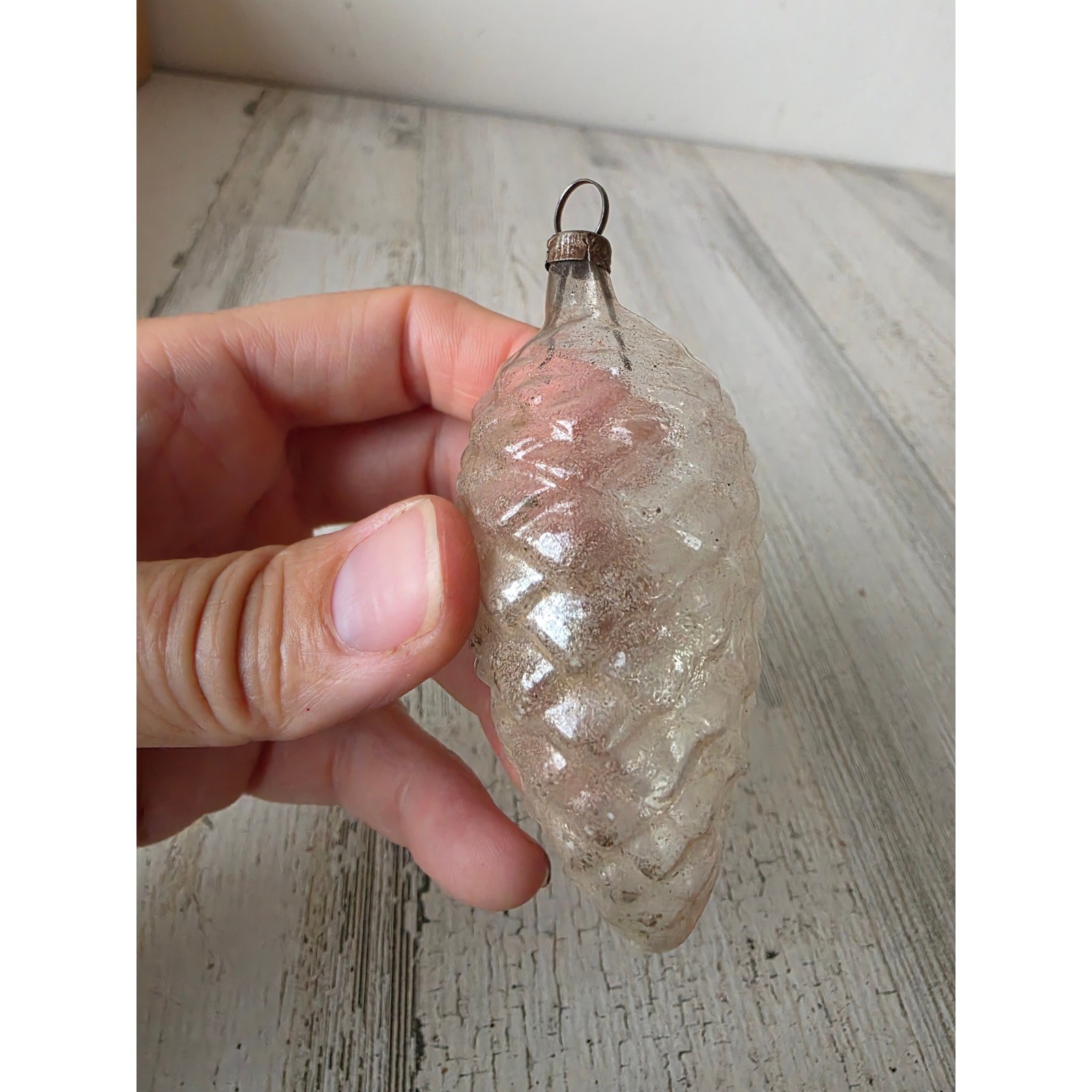 Antique unsilvered acorn Glass ornament Mercury Xmas tree