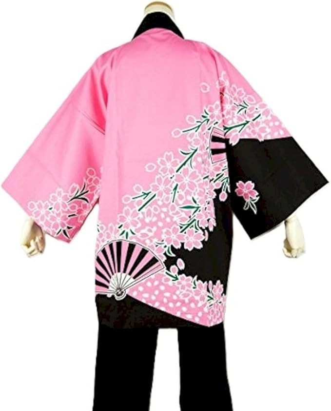 NEW HAPPI Room wear SAKURA Japanese Festival Coat Hanten Yukata Kimono F/S JAPAN