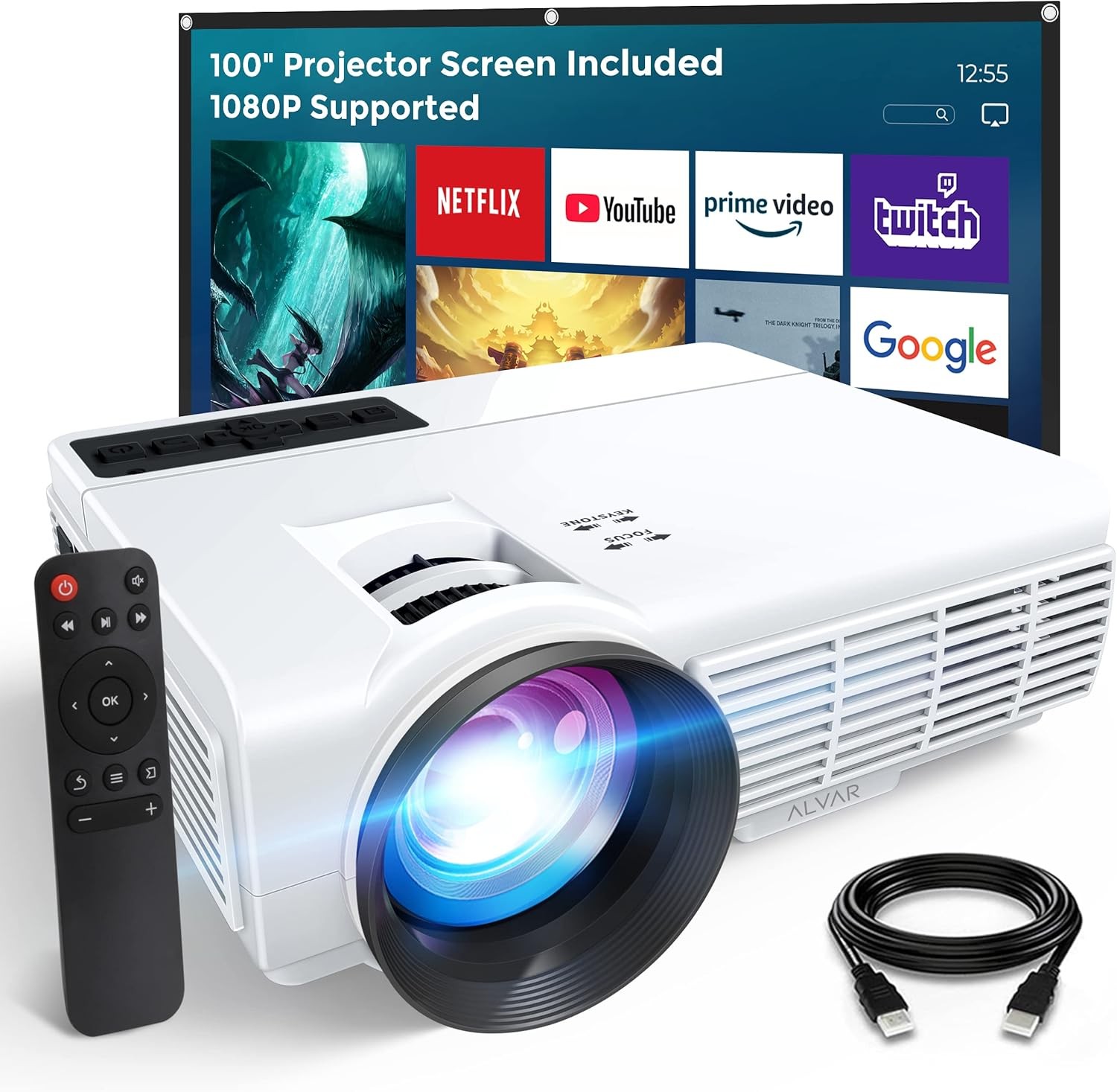 US Mini LED Projector Bluetooth 1080P Video Home Theater Cinema with 100\ US Mini LED Projector Bluetooth 1080P Video Home Theater Cinema with 100\
