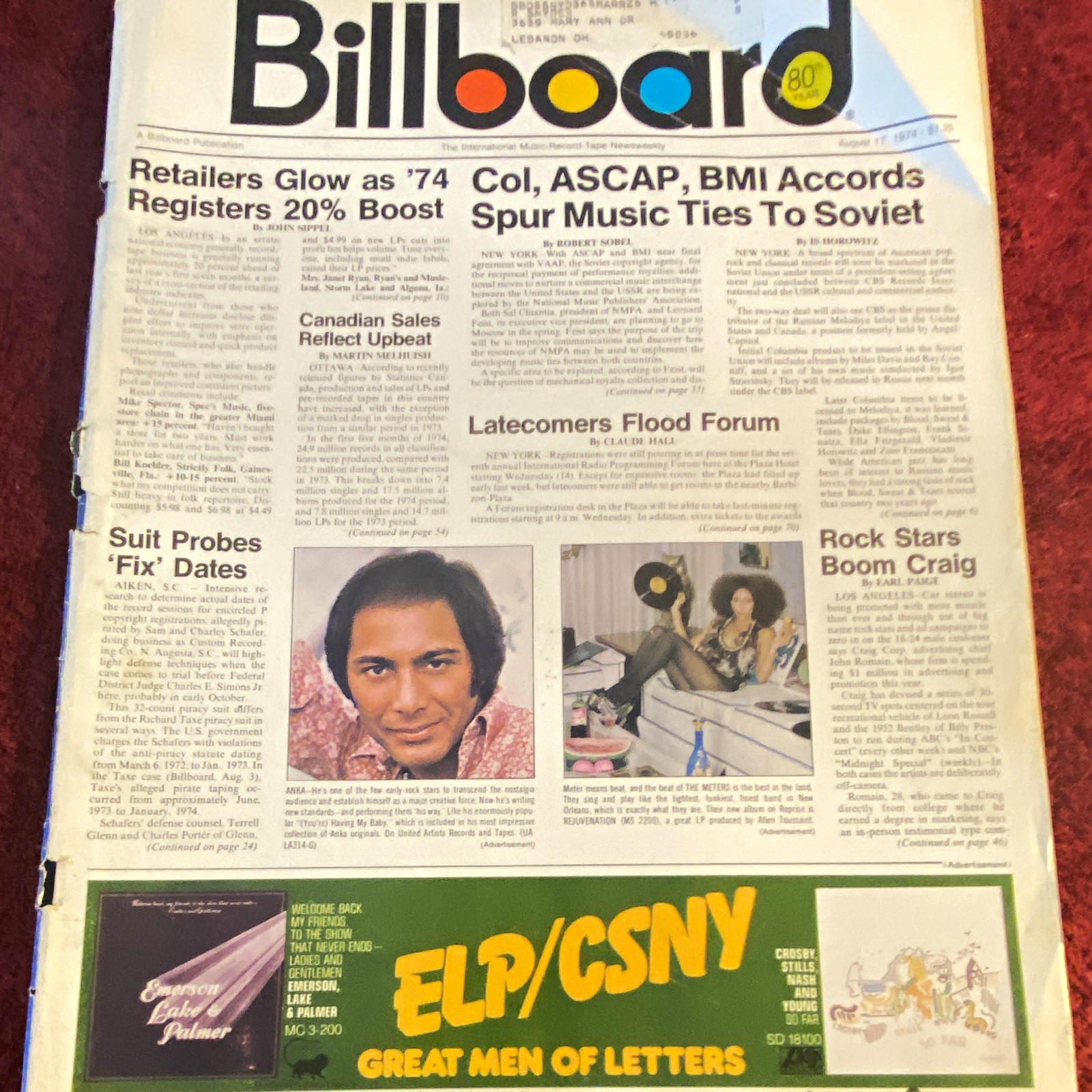 Vintage Billboard magazines lot 1973-1974 4 issues music and charts