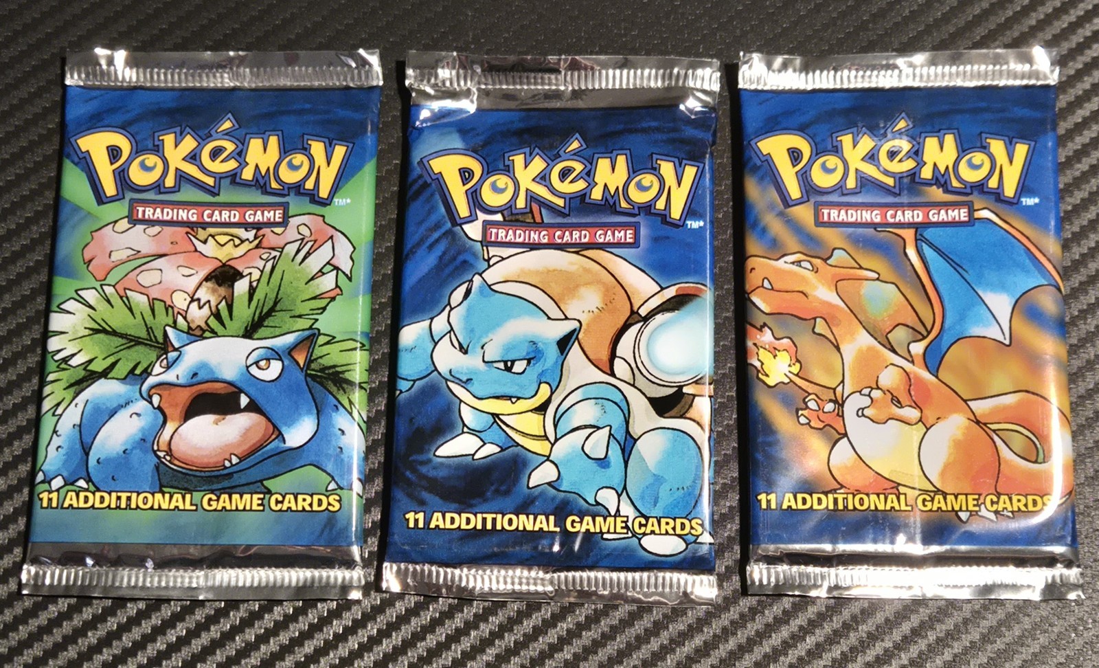 (3) Pokémon Base Set Unlimited EMPTY Booster Packs For Displays Art Complete Set