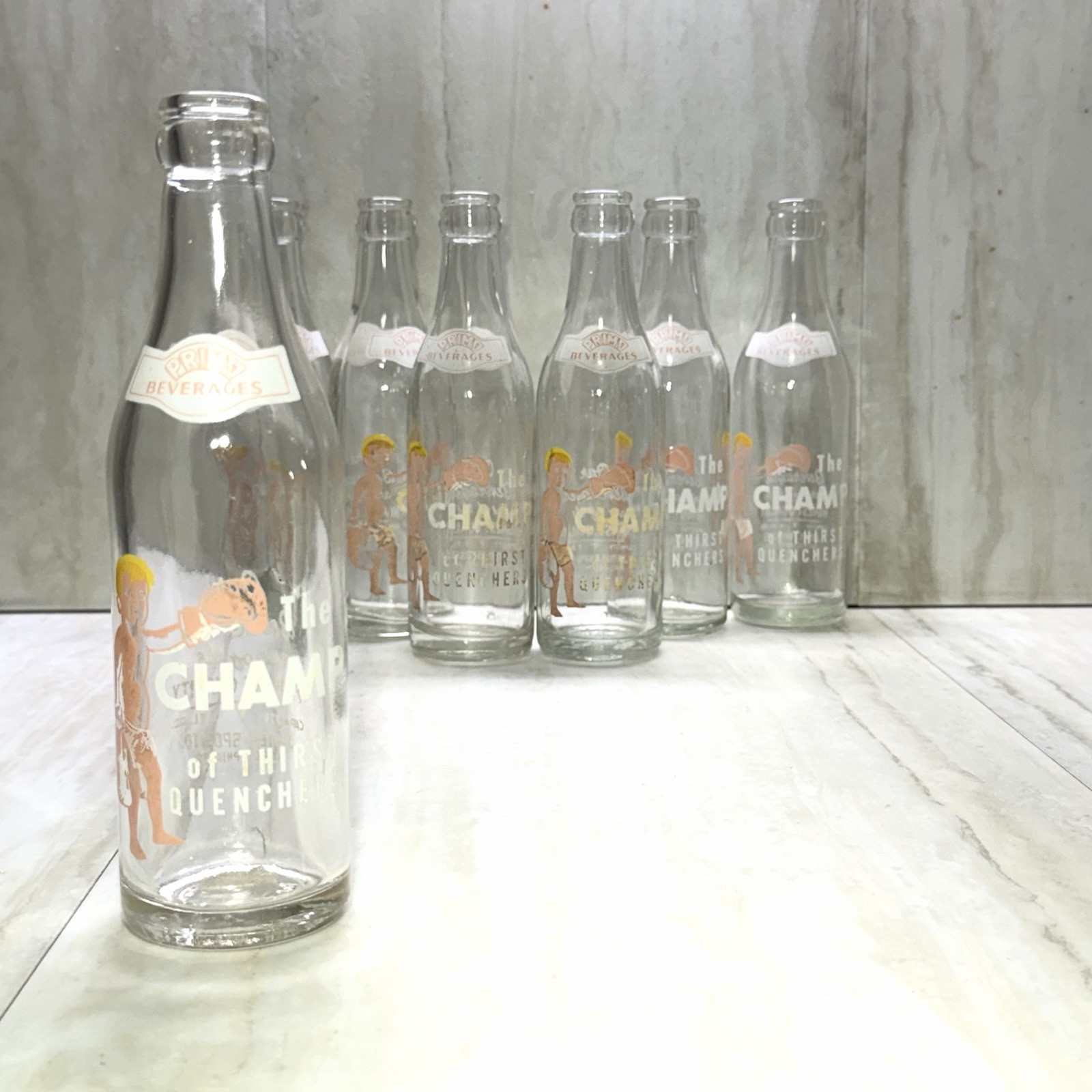 Vintage 1950s Primo Beverages The Champ Soda Bottle Philly PA Boxing Baby ACL