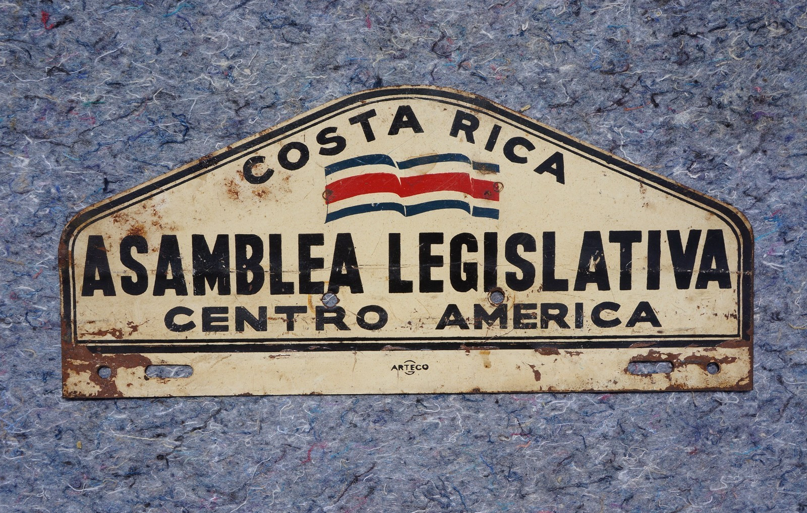 1950s 1960s COSTA RICA License Plate Topper Political ASAMBLEA LEGISLATIVA