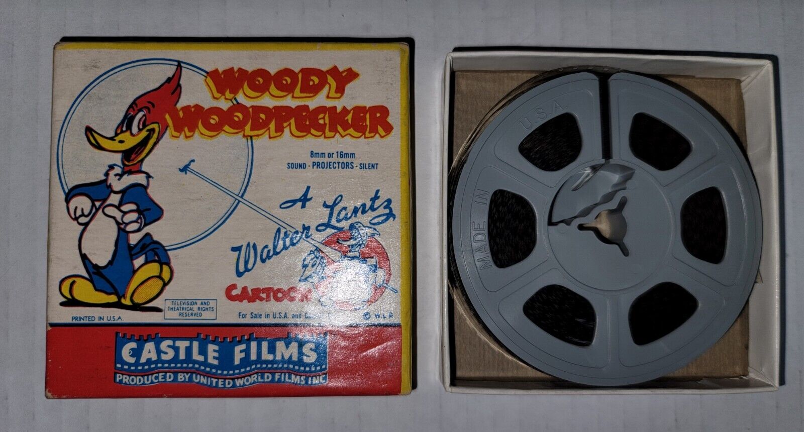 Vintage 8mm Home Movie Film Woody Woodpecker Solid Ivory 494 Castle Films