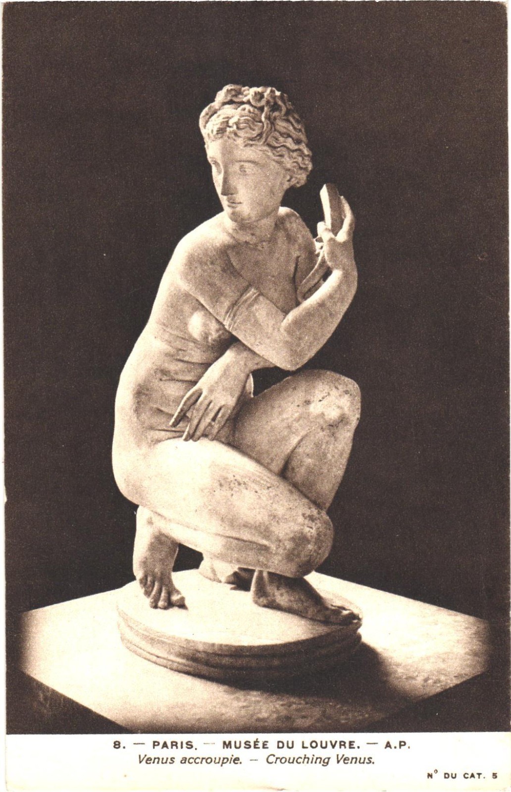 Paris France Crouching Venus Sculpture Louvre Museum Divided Back Postcard Paris France Crouching Venus Sculpture Louvre Museum Divided Back Postcard