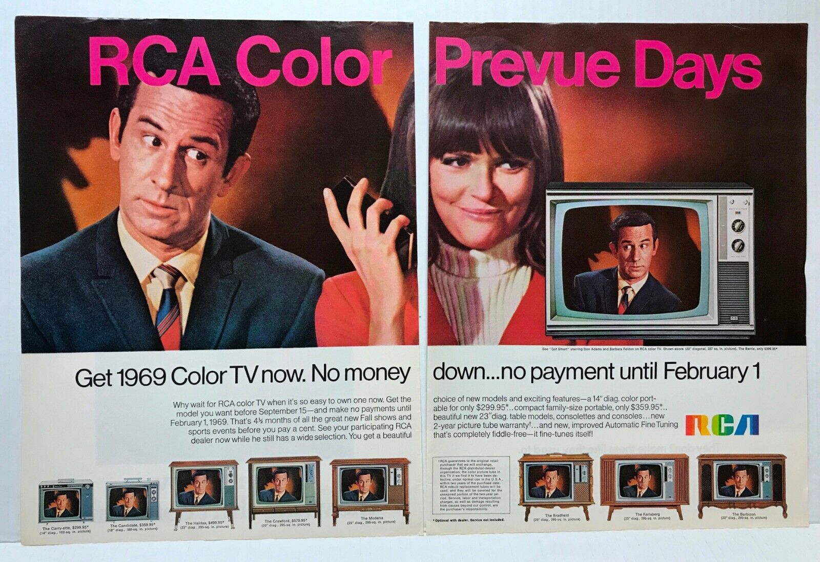 1968 RCA Color Preview Days Maxwell Smart Endorsement VINTAGE PRINT AD LM68