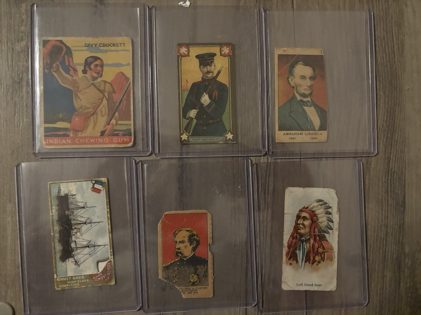 Early 1900’s Non-Sports 6 Card Lot- Abraham Lincoln Strip Card Davy Crocket