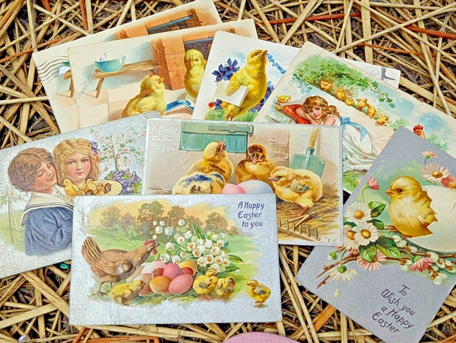 8 Vintage Tuck's Easter Postcards Chicks Eggs Children Series 101 103 112 113 8 Vintage Tuck's Easter Postcards Chicks Eggs Children Series 101 103 112 113