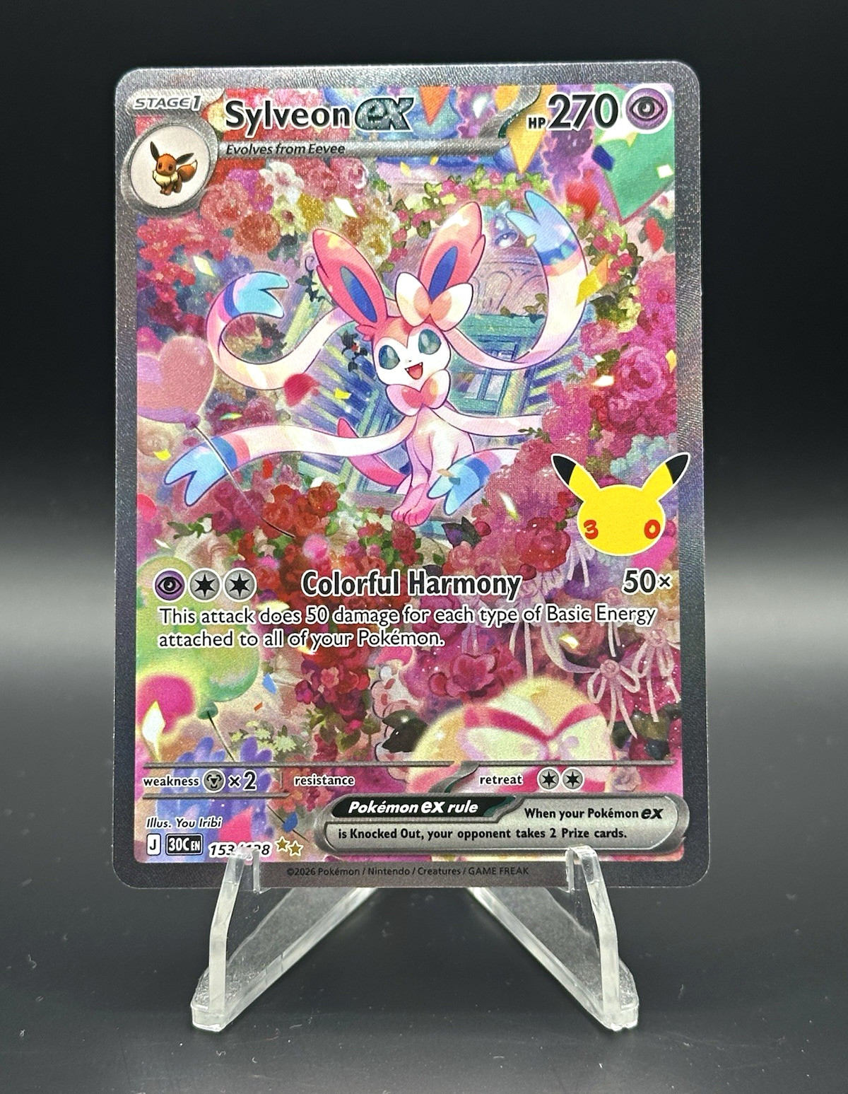 Sylveon EX 153/128 SIR Pokemon 30th Anniversary Special Illustration Rare 2026 Sylveon EX 153/128 SIR Pokemon 30th Anniversary Special Illustration Rare 2026