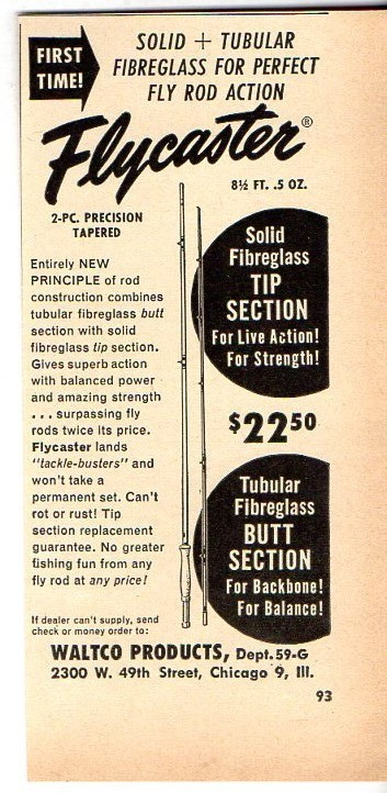 1950 Vintage Ad Waltco Flycaster Fly Fishing Rods Chicago,IL