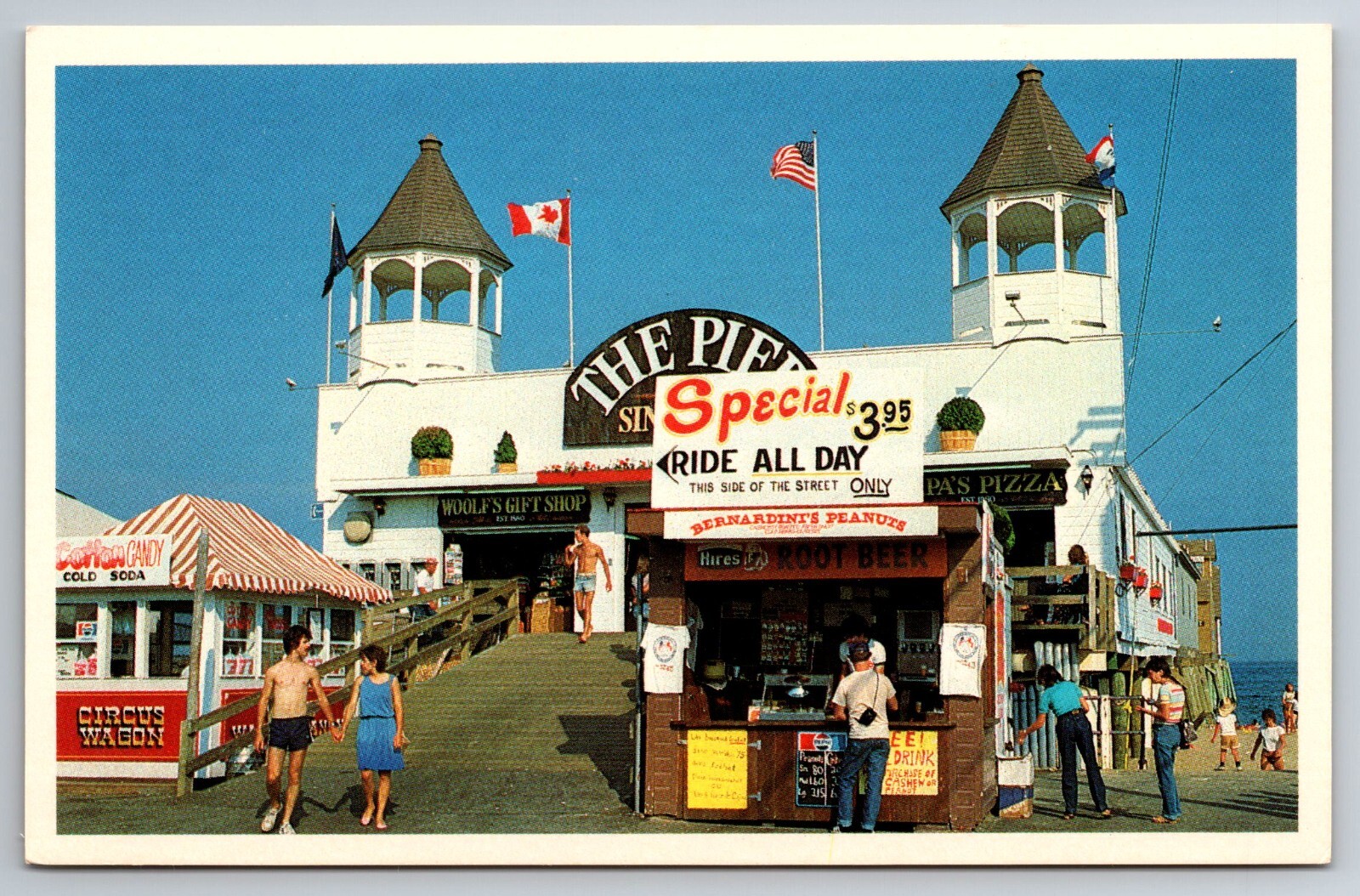 ME, Old Orchard Beach, Entrance to Pier, Circus Wagon, Vintage Postcard ME, Old Orchard Beach, Entrance to Pier, Circus Wagon, Vintage Postcard