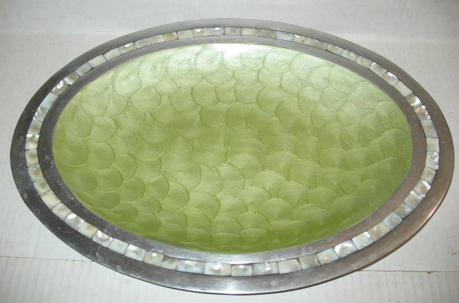 Julia Knight 18” CLASSIC INLAID PEARLIZED ENAMEL TRAY/ PLATTER Julia Knight 18” CLASSIC INLAID PEARLIZED ENAMEL TRAY/ PLATTER