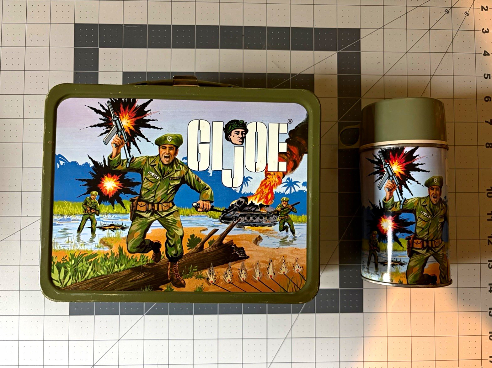 Vintage 1967 G.I. Joe Metal Lunchbox with Matching Thermos Brand Bottle Vintage 1967 G.I. Joe Metal Lunchbox with Matching Thermos Brand Bottle