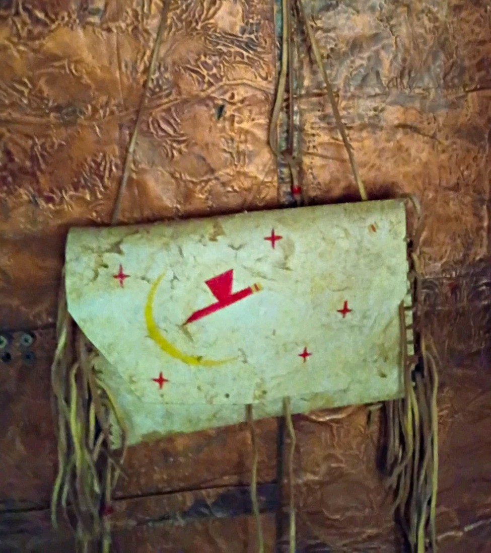Native American Hand-Painted Raw-Hide Leather Pouch Bag with Fringe Native American Hand-Painted Raw-Hide Leather Pouch Bag with Fringe