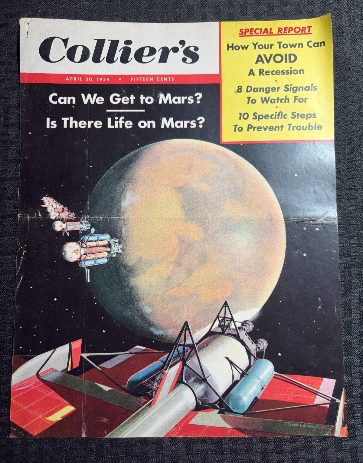 1954 April 30 COLLIER'S Magazine G/VG 3.0 COVER ONLY Braun & Chesley Bonestell