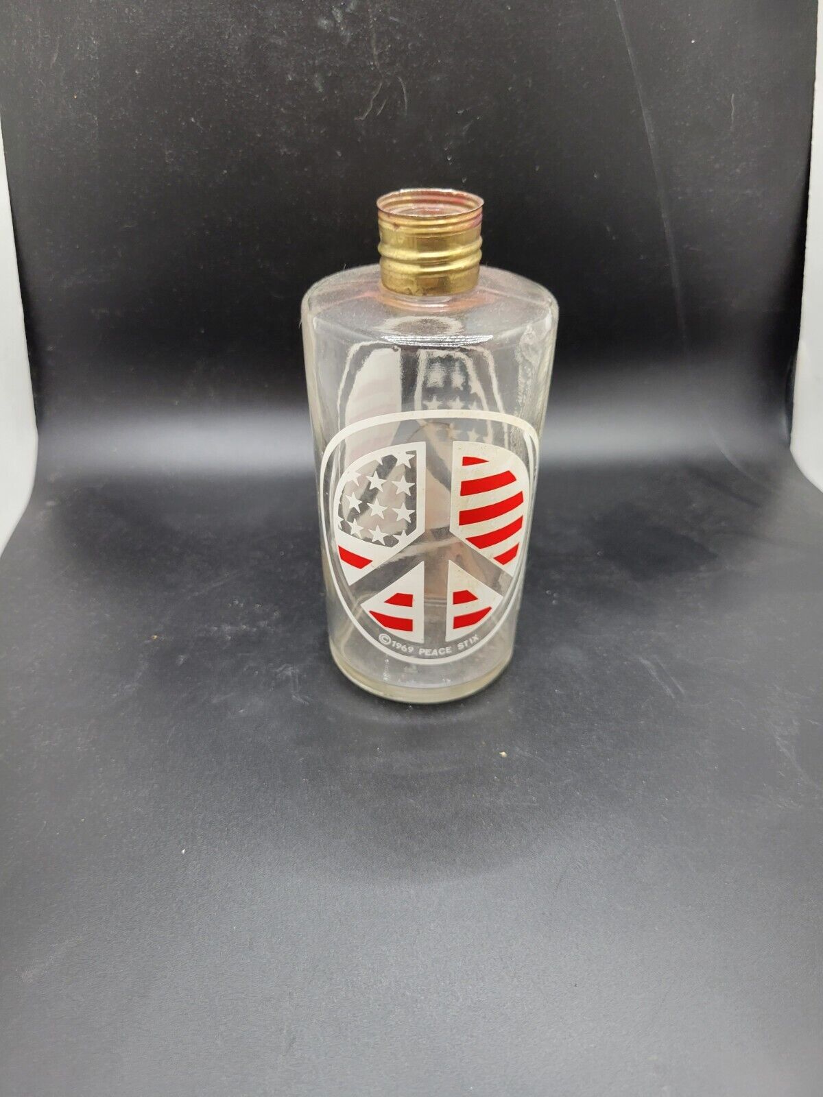 Vintage 1969 Peace Stix Glass Bottle