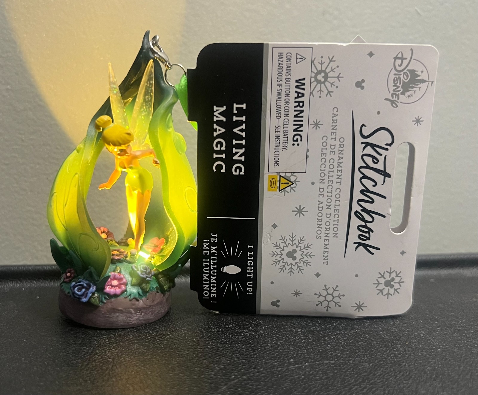 Disney Parks Peter Pan Tinkerbell Sketchbook Light Up Christmas Ornament NWT Disney Parks Peter Pan Tinkerbell Sketchbook Light Up Christmas Ornament NWT