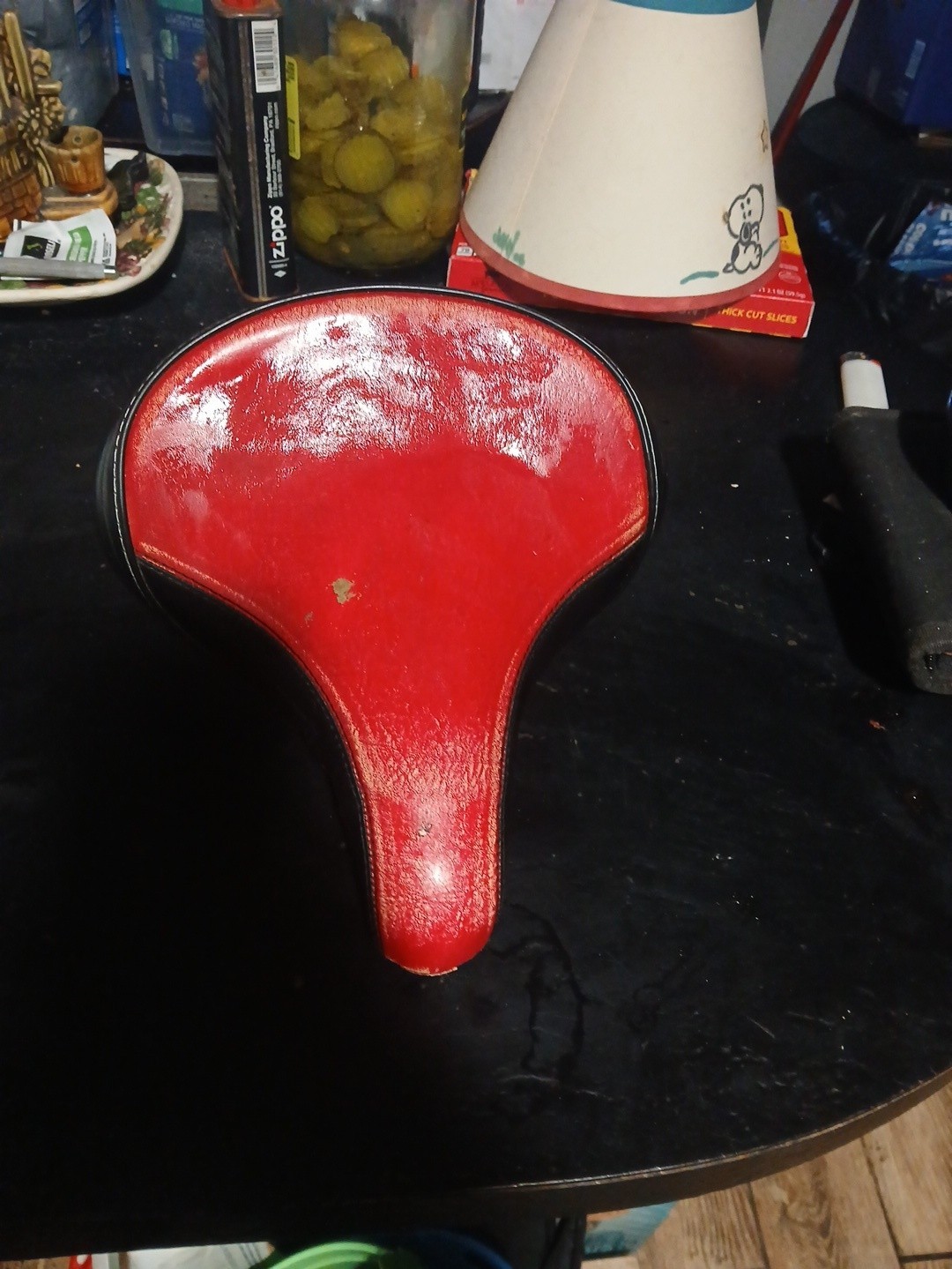 vintage schwinn bicycle seat Black An Red vintage schwinn bicycle seat Black An Red
