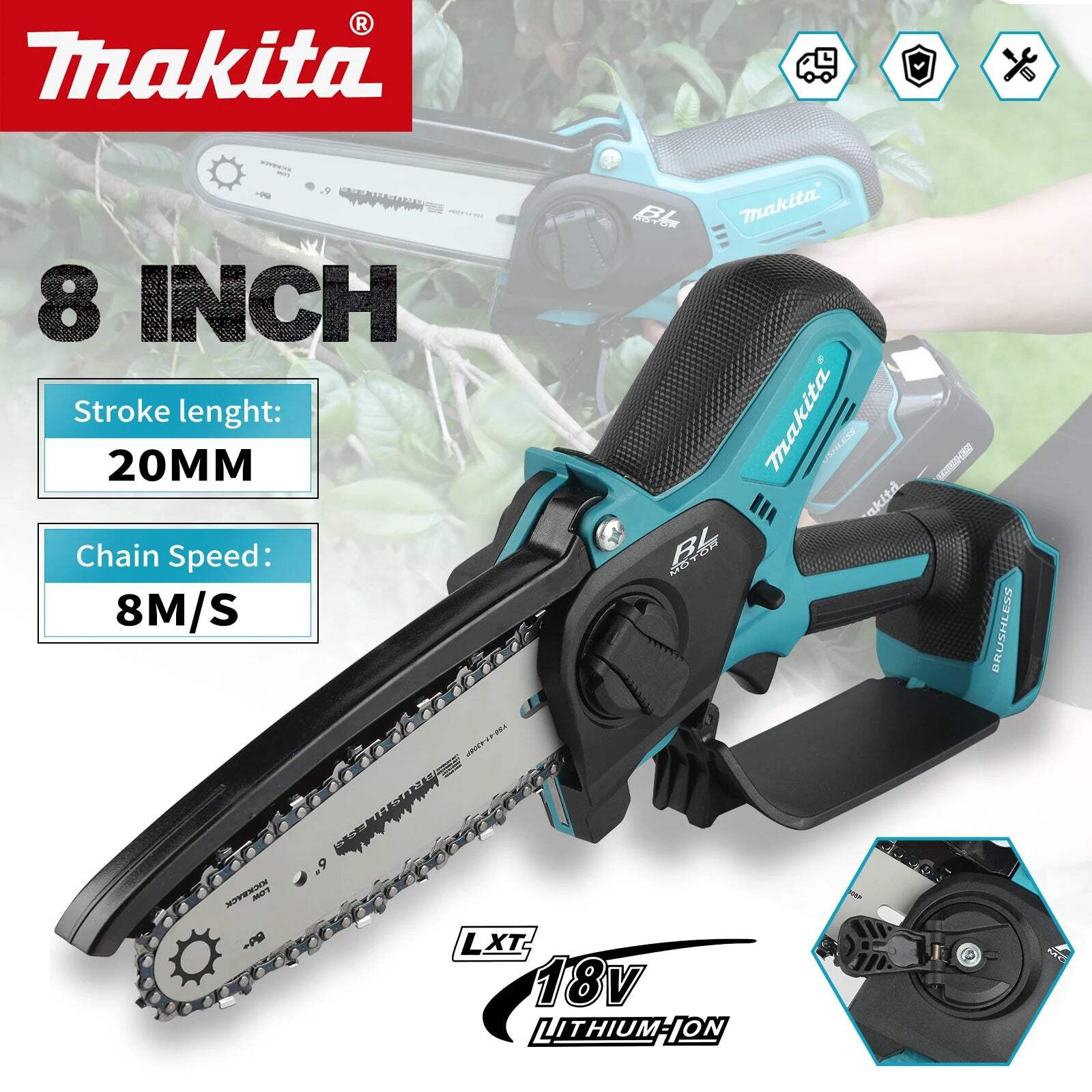 Makita 18V Cordless Chainsaw for Woodworking with Small Handheld Electric 6-inch