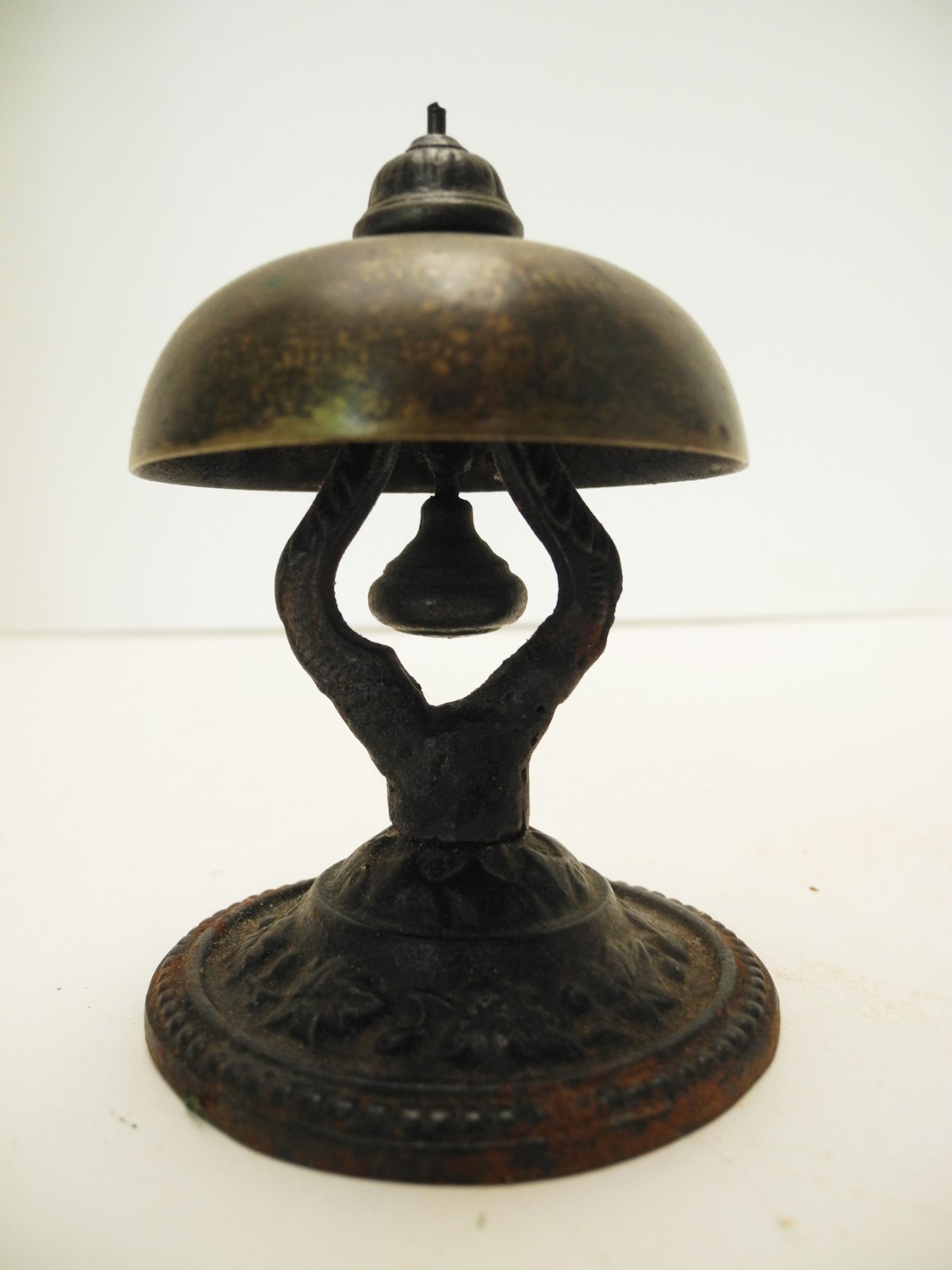 Antique PAT. 1863 & 1866 Brass and Cast Iron Ornate Hotel Desk Call Bell