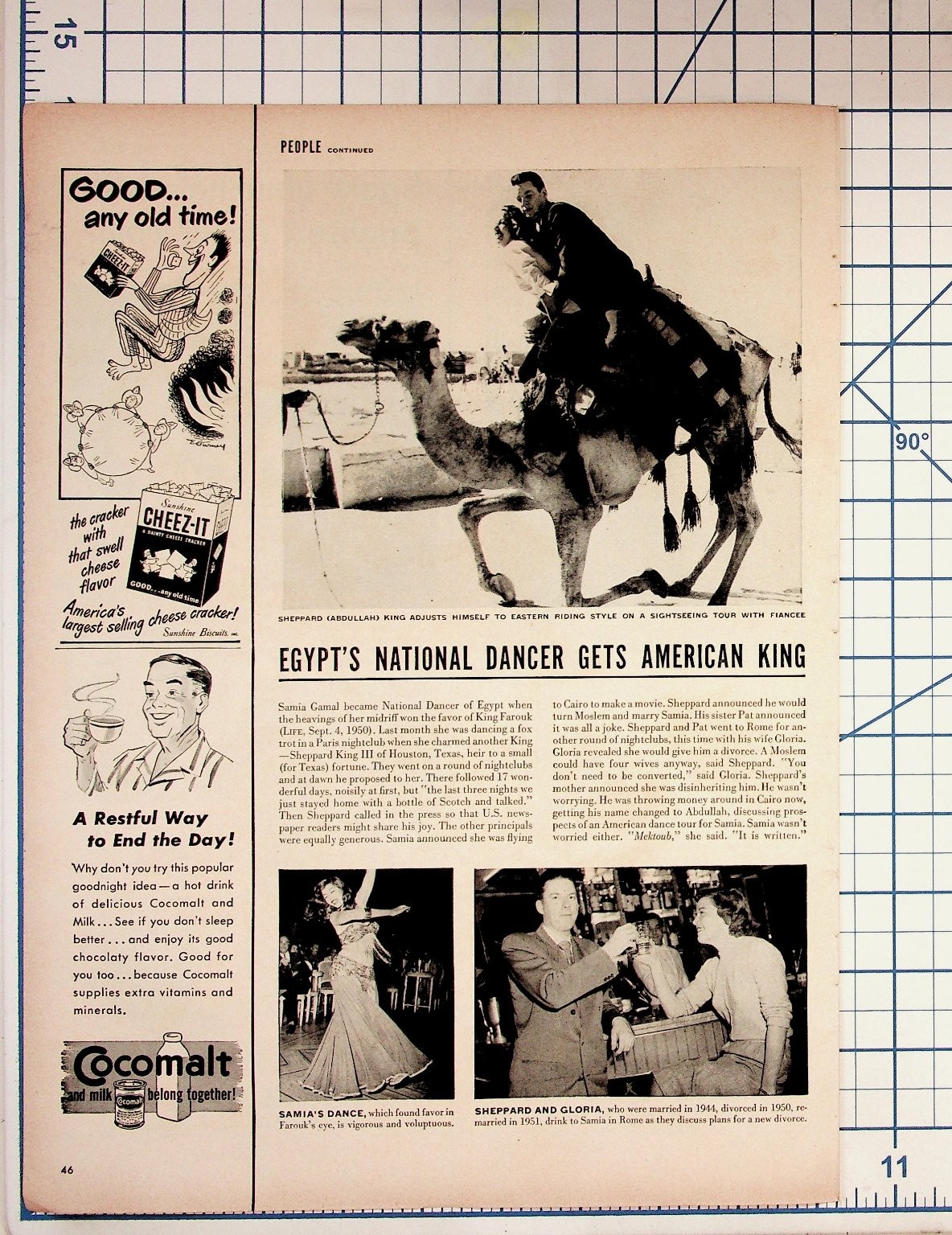 1950s Magazine Page Samia Gamal Abdullah King Egypt Dancer Cheez-It Cocomalt Ad 1950s Magazine Page Samia Gamal Abdullah King Egypt Dancer Cheez-It Cocomalt Ad