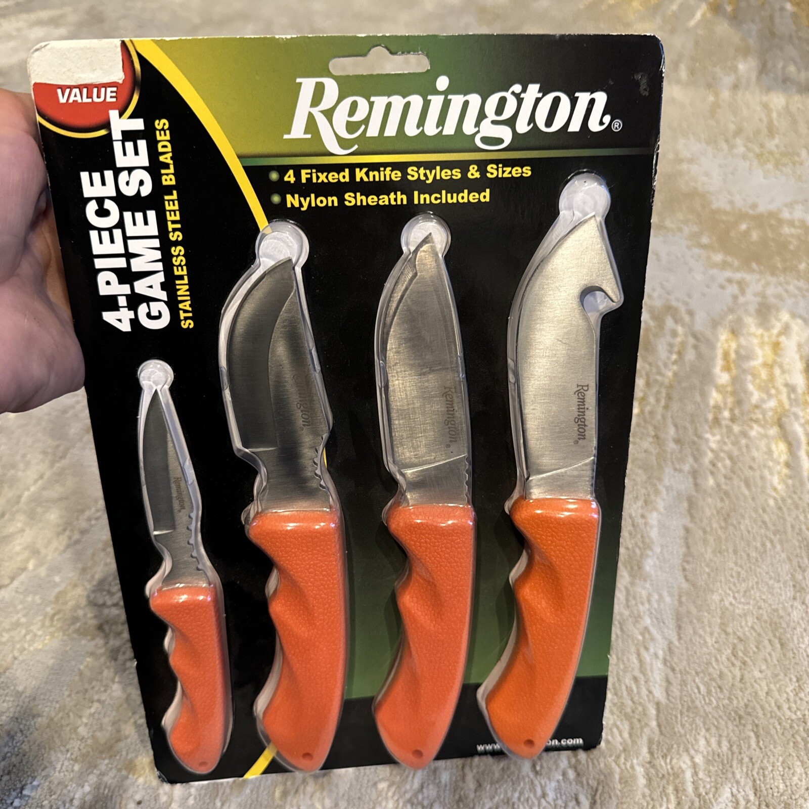 Remington 4-Piece Game Skinner Knife Set Skinner, caper, Drop Point, New Remington 4-Piece Game Skinner Knife Set Skinner, caper, Drop Point, New