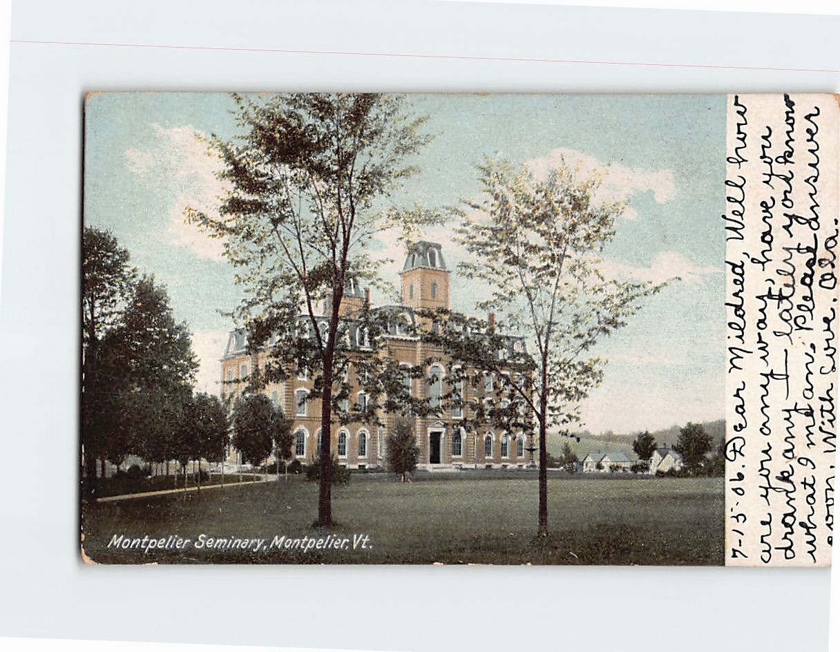 Postcard Montpelier Seminary Montpelier Vermont USA