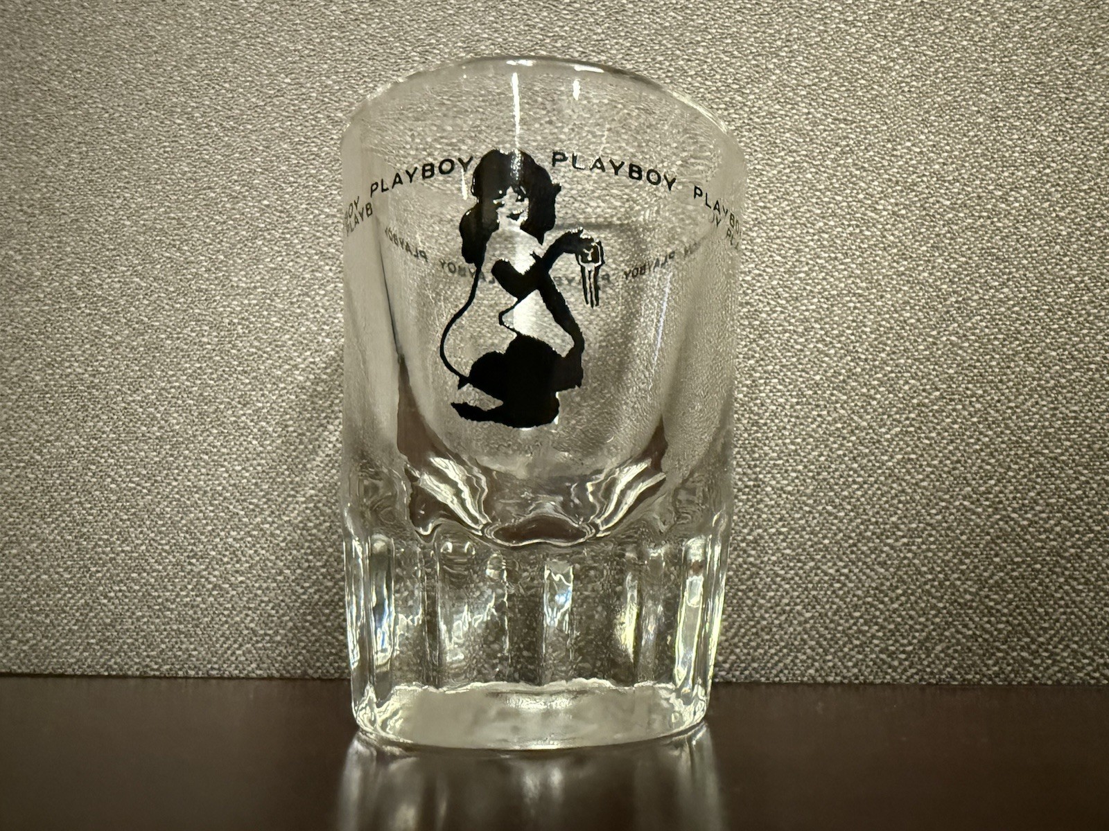 Vintage 1960s Playboy Club Shot Glass Heavy Bottom Clear Glass Pin Up Vintage 1960s Playboy Club Shot Glass Heavy Bottom Clear Glass Pin Up