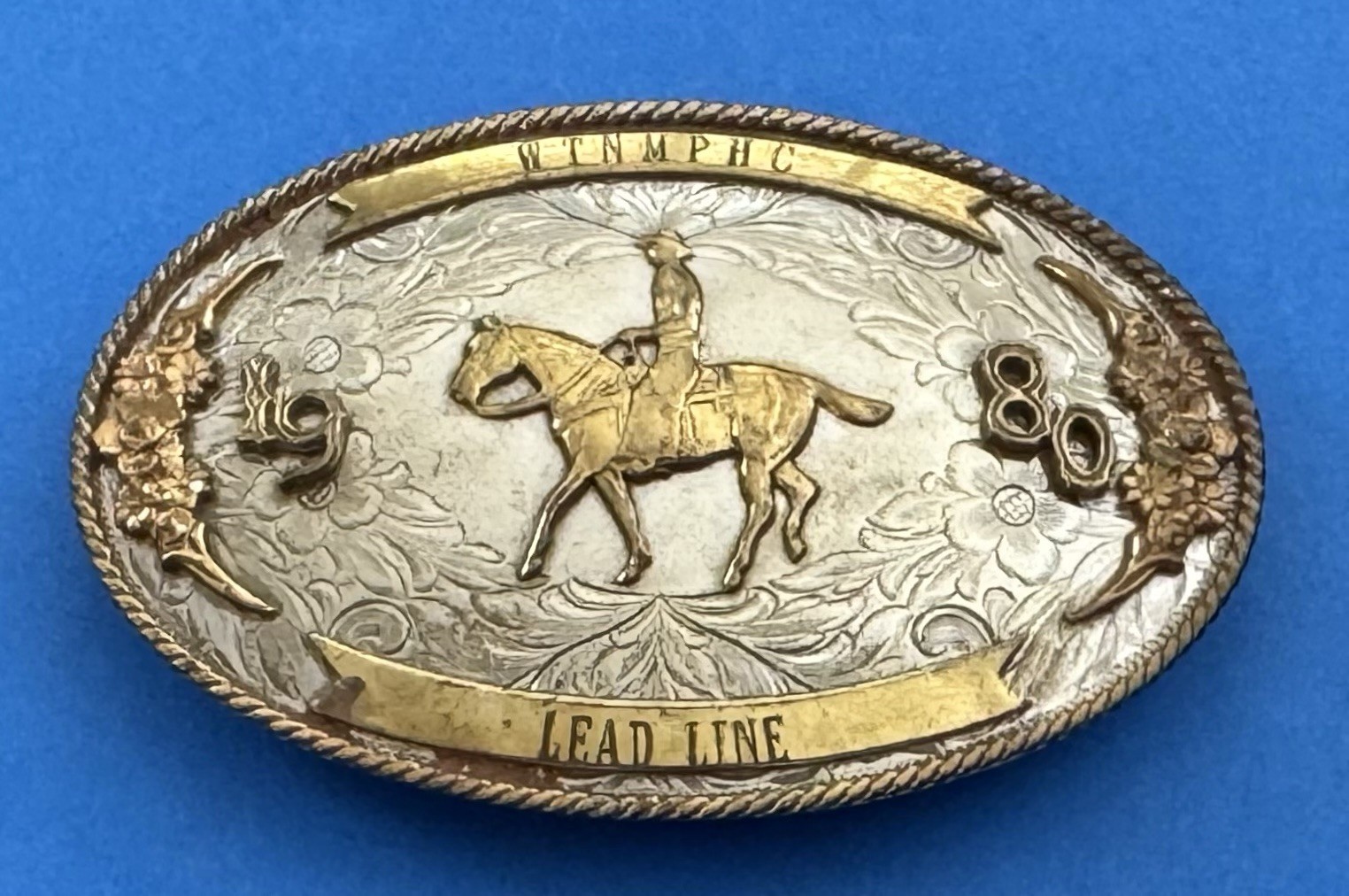 SALE    VTG Western American 1990 WTNPHC Paint Horse Lead One Trophy Belt Buckle