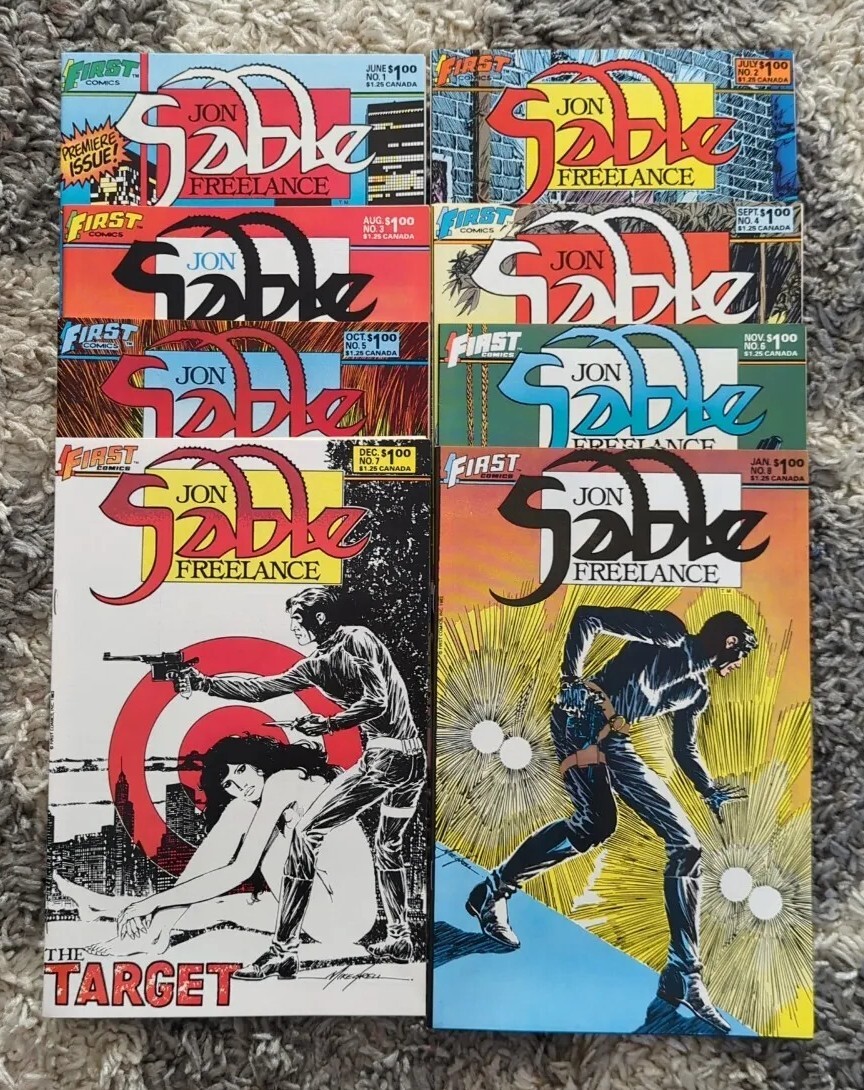 Run Of 8 1983 First Jon Sable Freelance Comics #1-8 Bagged And Boarded Run Of 8 1983 First Jon Sable Freelance Comics #1-8 Bagged And Boarded