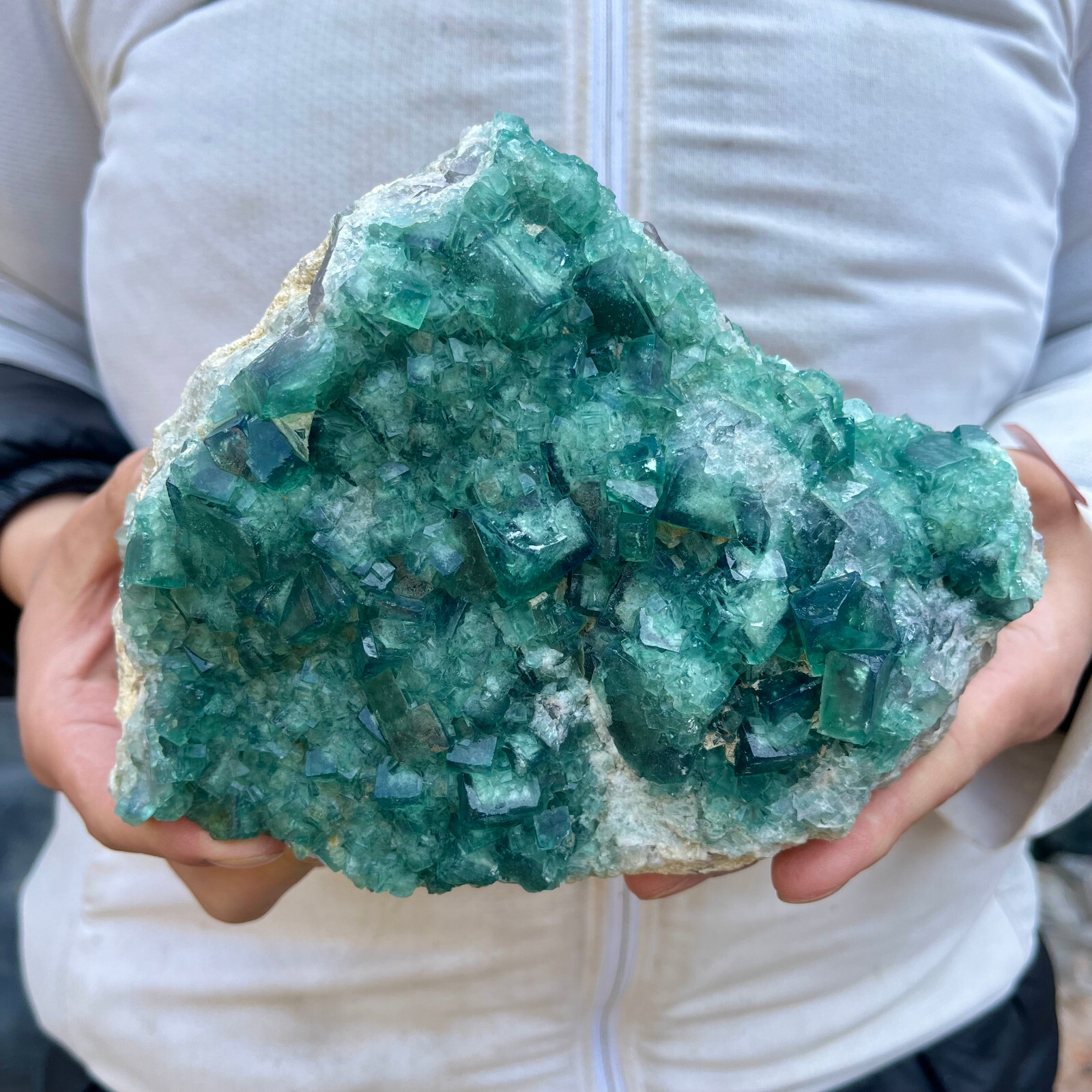 6lb NATURAL Green Cube FLUORITE Quartz Crystal Cluster Mineral Specimen