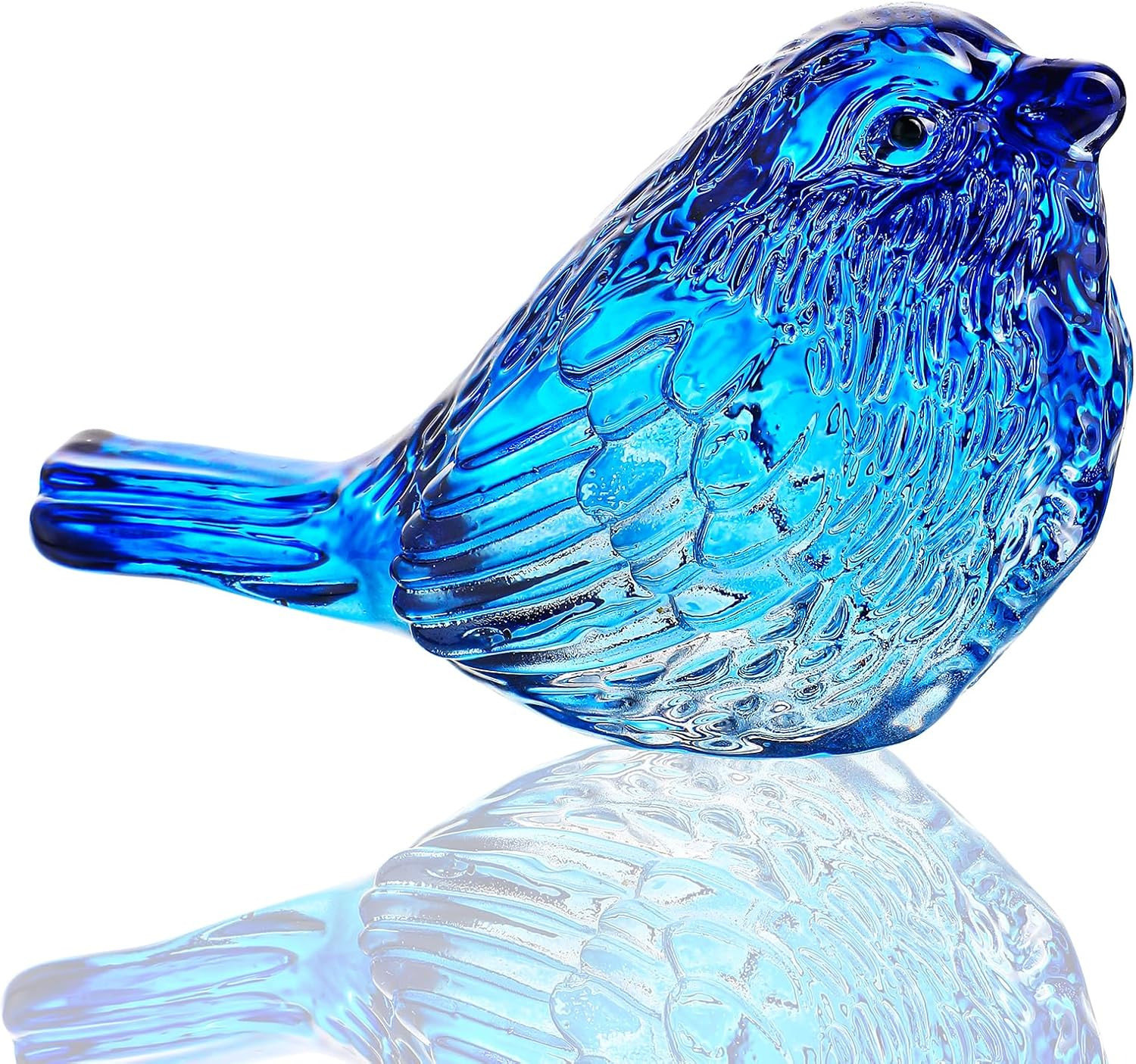 Blue Glass Bird Figurine Crystal Animal Collectible Shelf Decor Blue Glass Bird Figurine Crystal Animal Collectible Shelf Decor