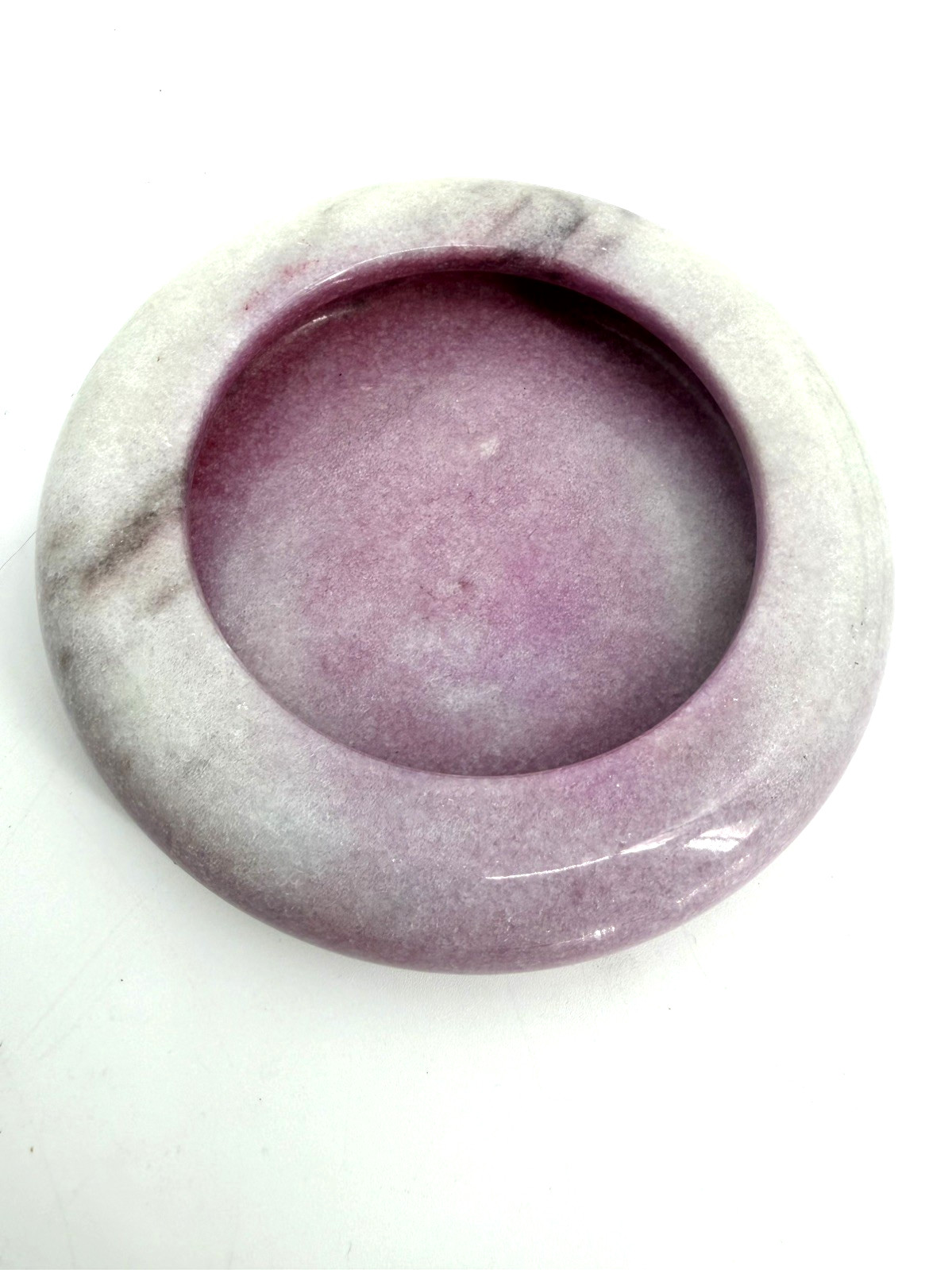 Vintage MCM Pink & White Marble Polished Ashtray/Trinket Dish 5.25\ Vintage MCM Pink & White Marble Polished Ashtray/Trinket Dish 5.25\