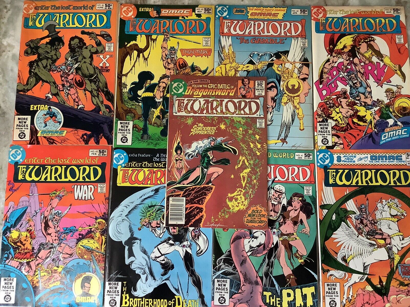 The Warlord 39-46, 53 DC 1980-82 Comic Books