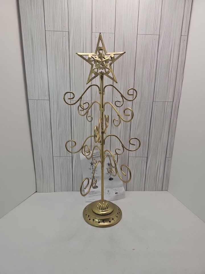 Metal Gold Tone 20” Christmas Tree Holiday Ornament Display Hanger Star Metal Gold Tone 20” Christmas Tree Holiday Ornament Display Hanger Star