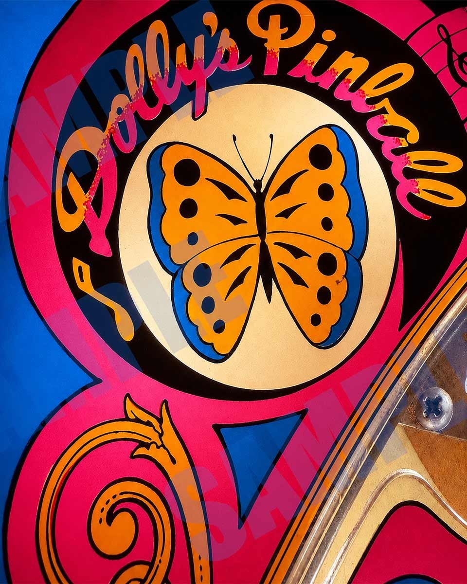 1979 Bally Pinball Machine Dolly Parton Butterfly From Back Glass 8x10 Photo