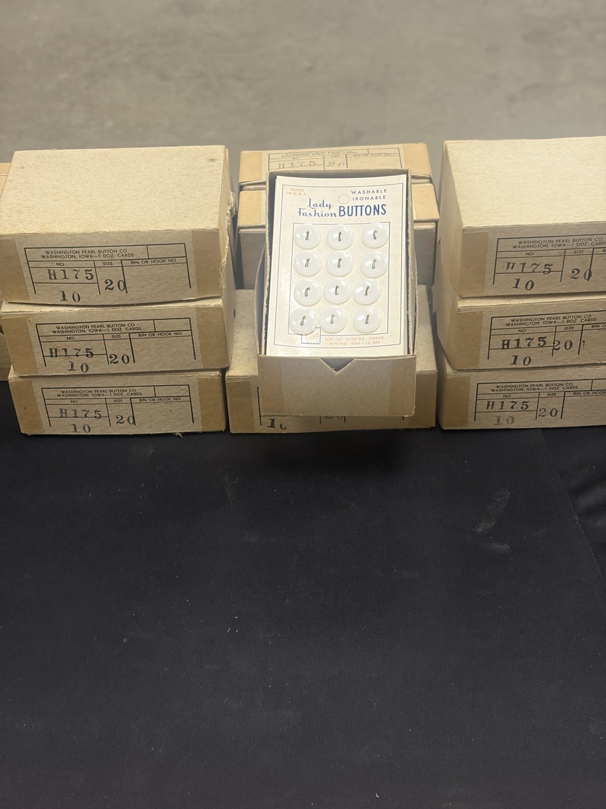 16 Boxes Vintage Washington Pearl Button Co H175 Size 20 Buttons NOS Bulk Lot